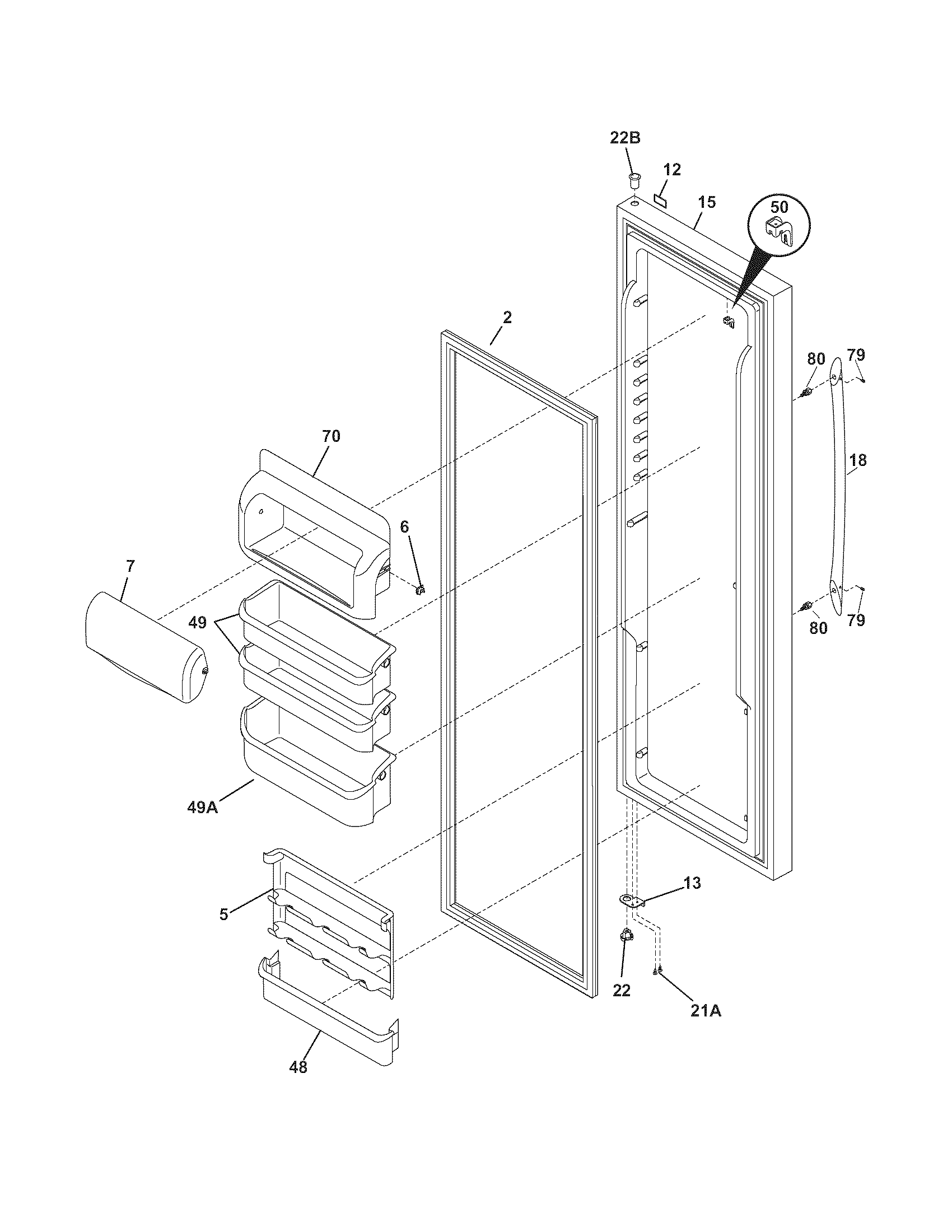Frigidaire PHSC39EHSS2 refrigerator door diagram