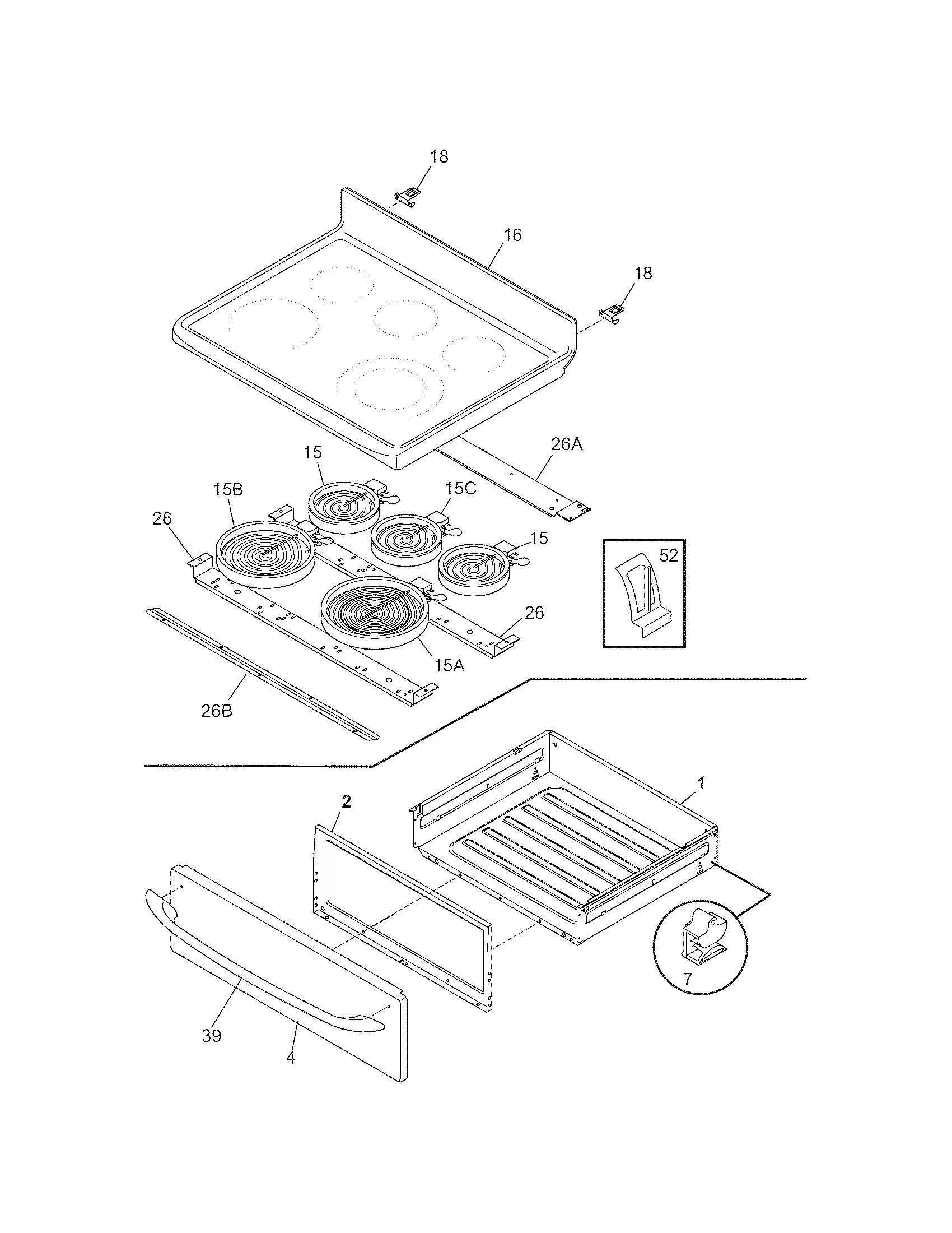 Kenmore 79094373700 top/drawer diagram