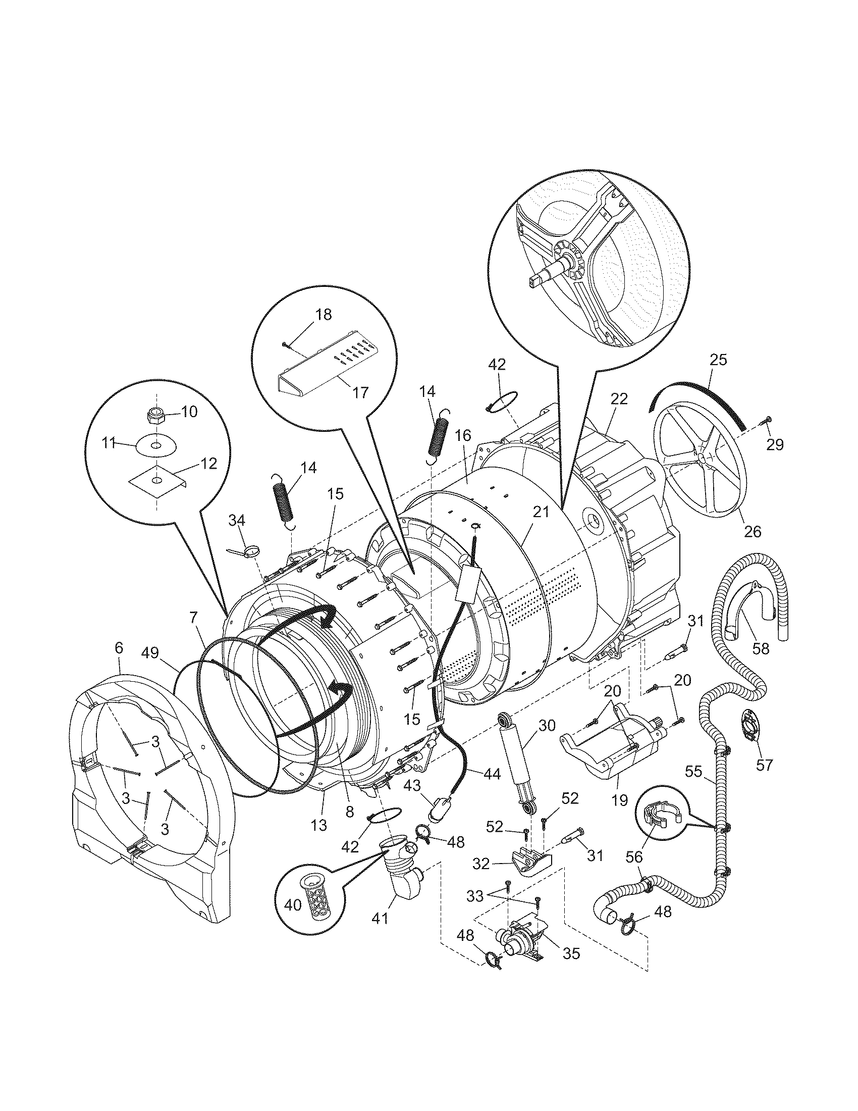 Kenmore 41748102701 motor/tub diagram