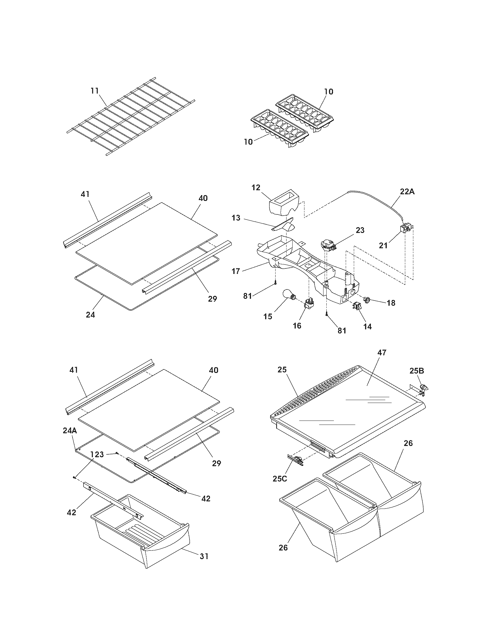 Kenmore 2536419240E shelves diagram
