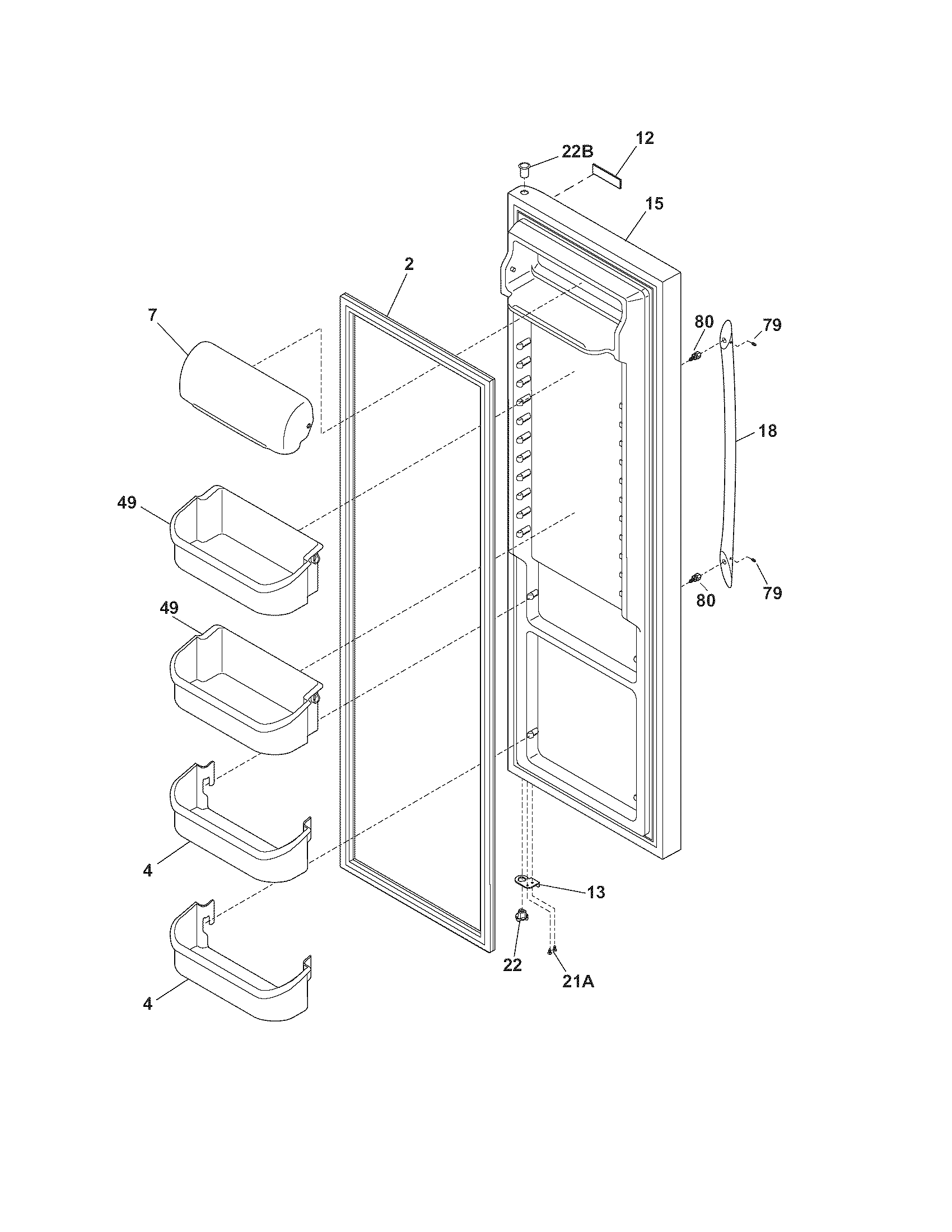 Frigidaire PHS37EHSB5 refrigerator door diagram
