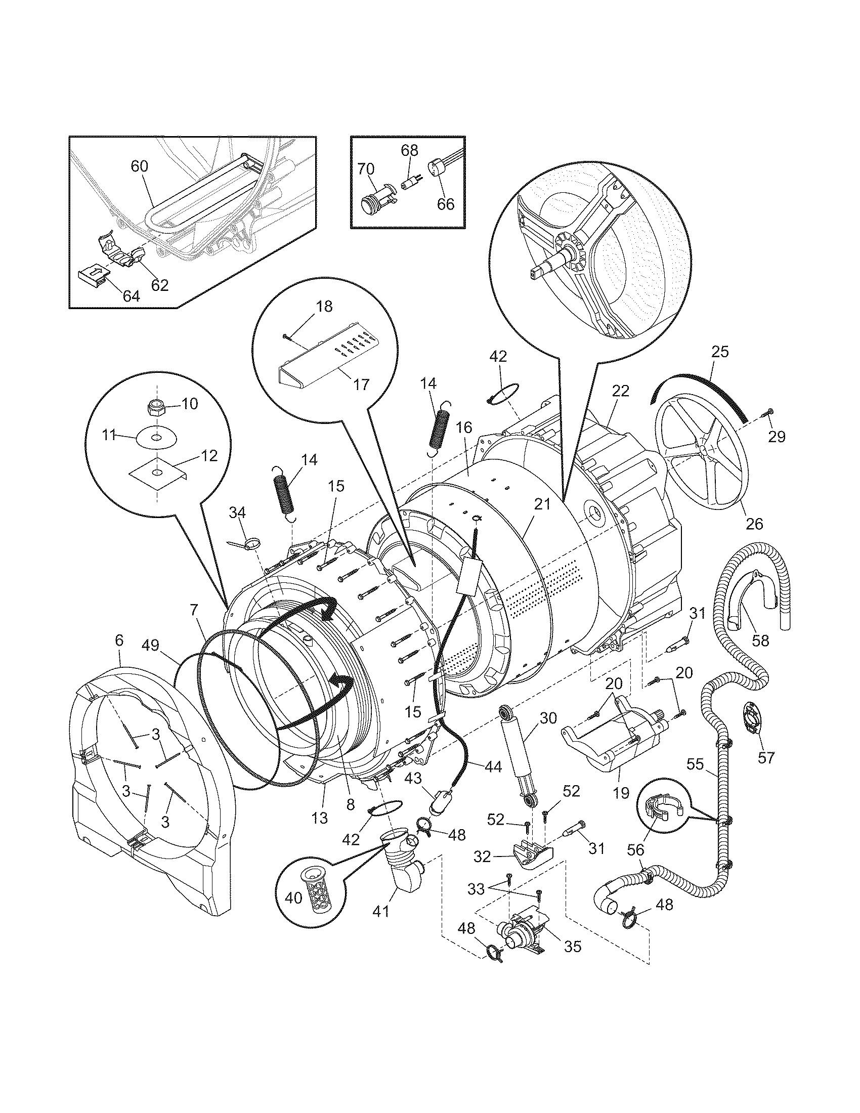 Frigidaire ATF7000FG1 motor/tub diagram
