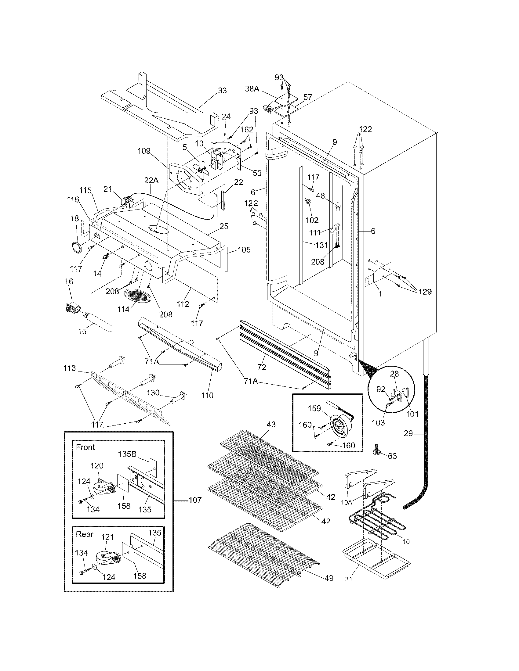 Kelvinator KFS221LGW0 cabinet diagram