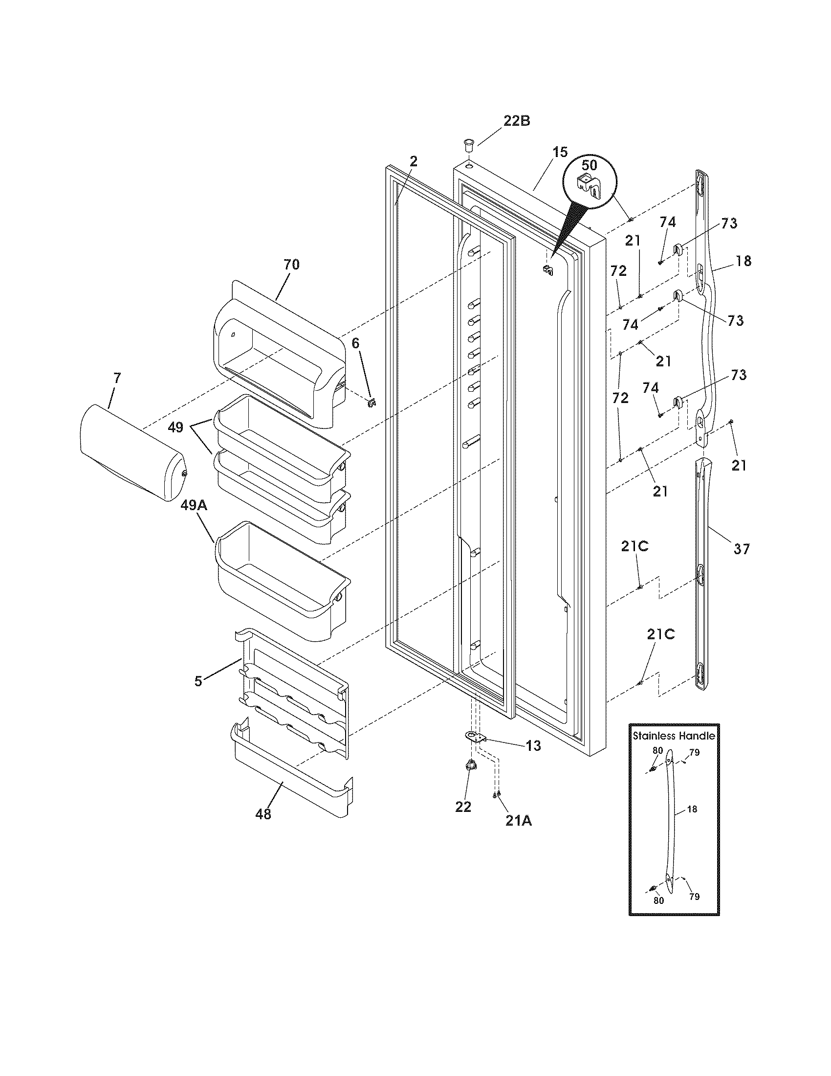 Frigidaire FSC23F7HB6 refrigerator door diagram