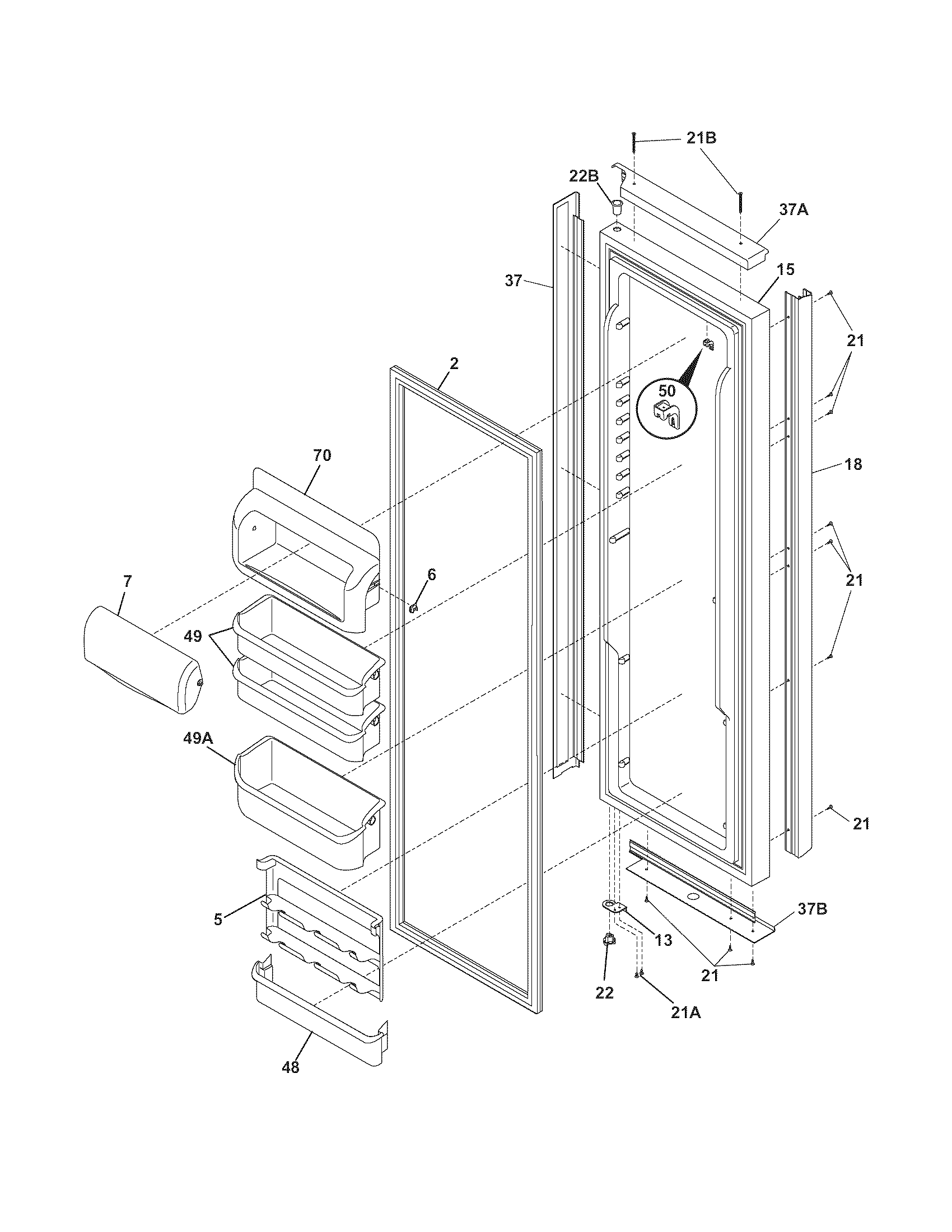 Frigidaire GHSC39ETHS2 refrigerator door diagram