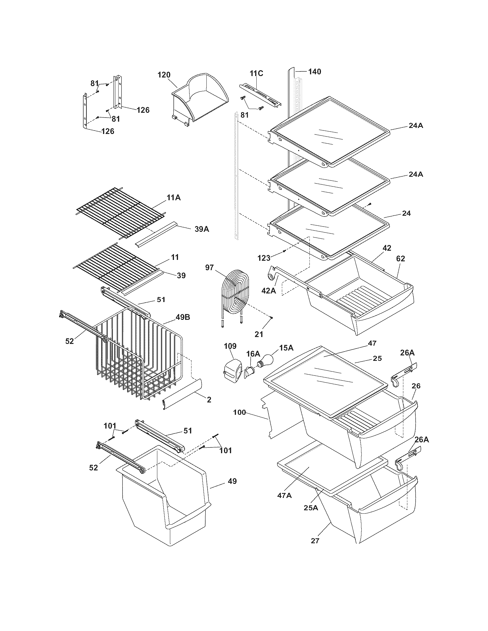 Frigidaire GLHS67EHSB6 cabinet diagram