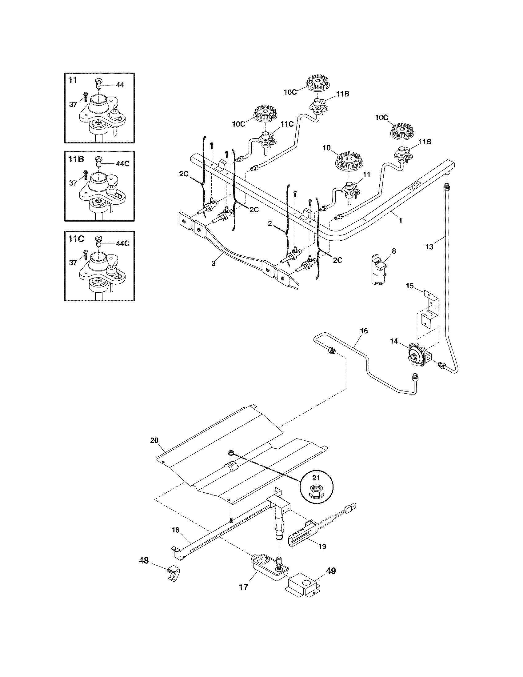 Crosley CRP3160GQQA burner diagram