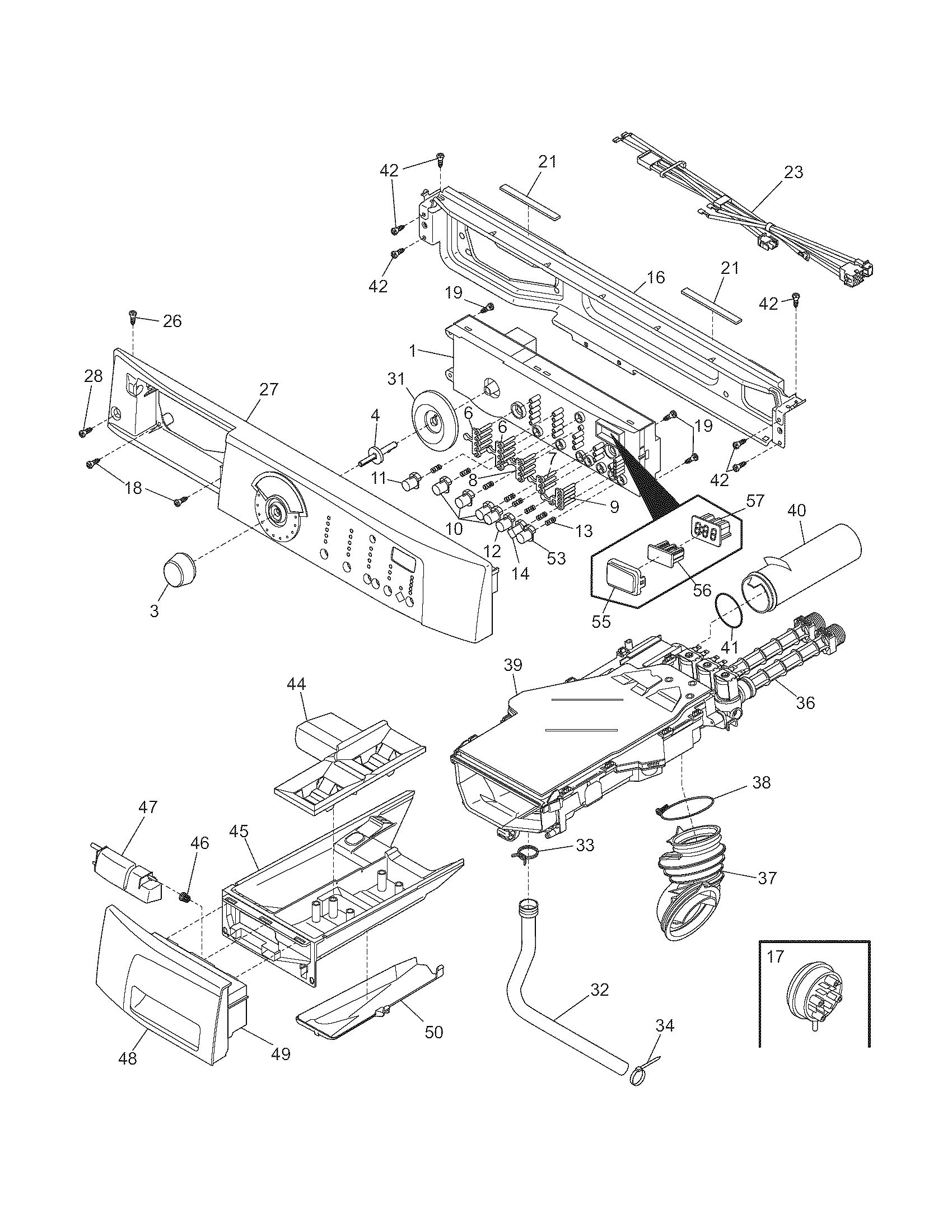 Frigidaire FTFB2940FE1 control panel diagram