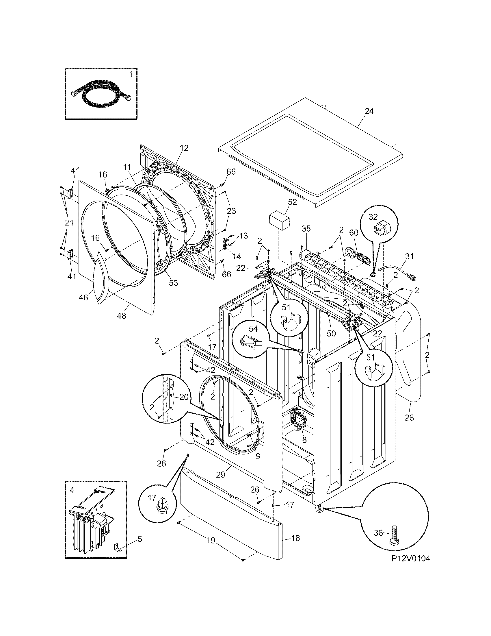 Frigidaire FTFB2940FE1 cabinet/top diagram
