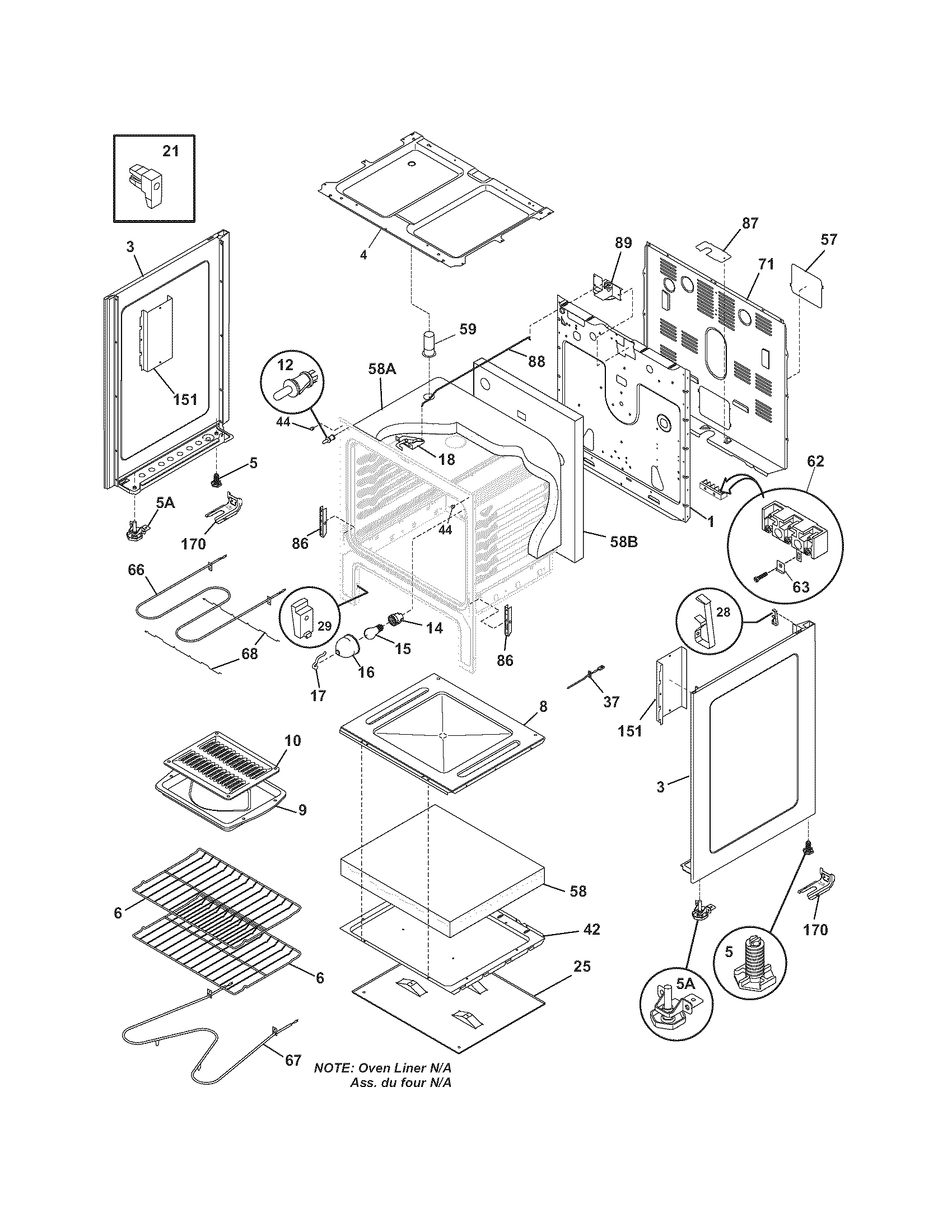 Crosley CRE3860GWWA body diagram