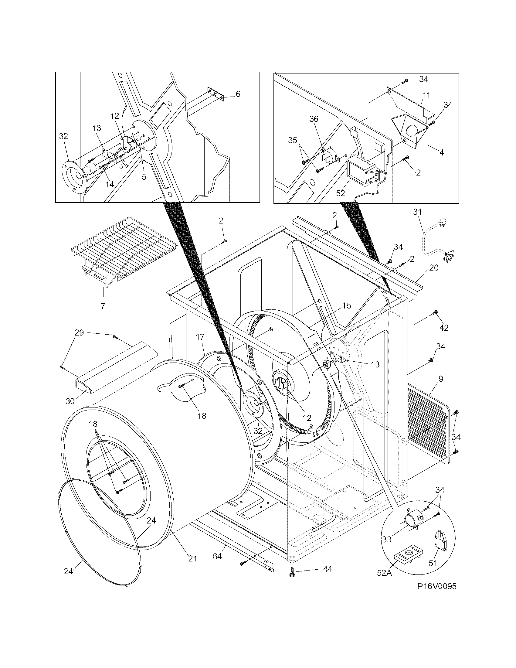 Frigidaire AEQ8000CFE0 cabinet/drum diagram