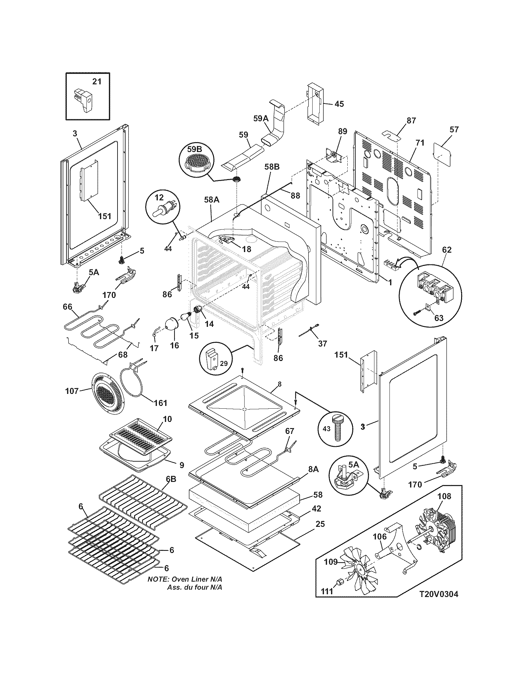 Frigidaire GLEF389HBA body diagram