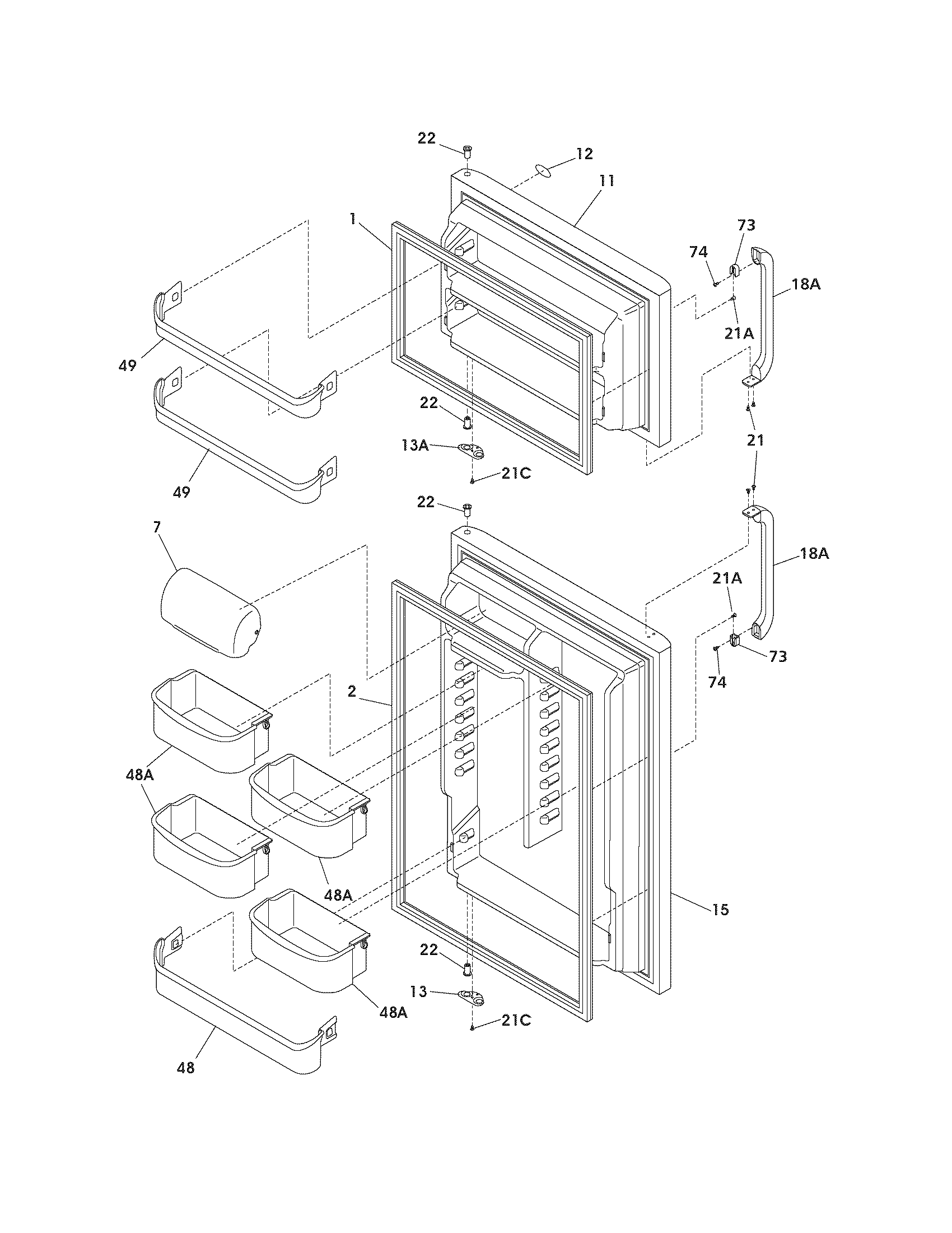 White-Westinghouse WRT21MR7ASL door diagram