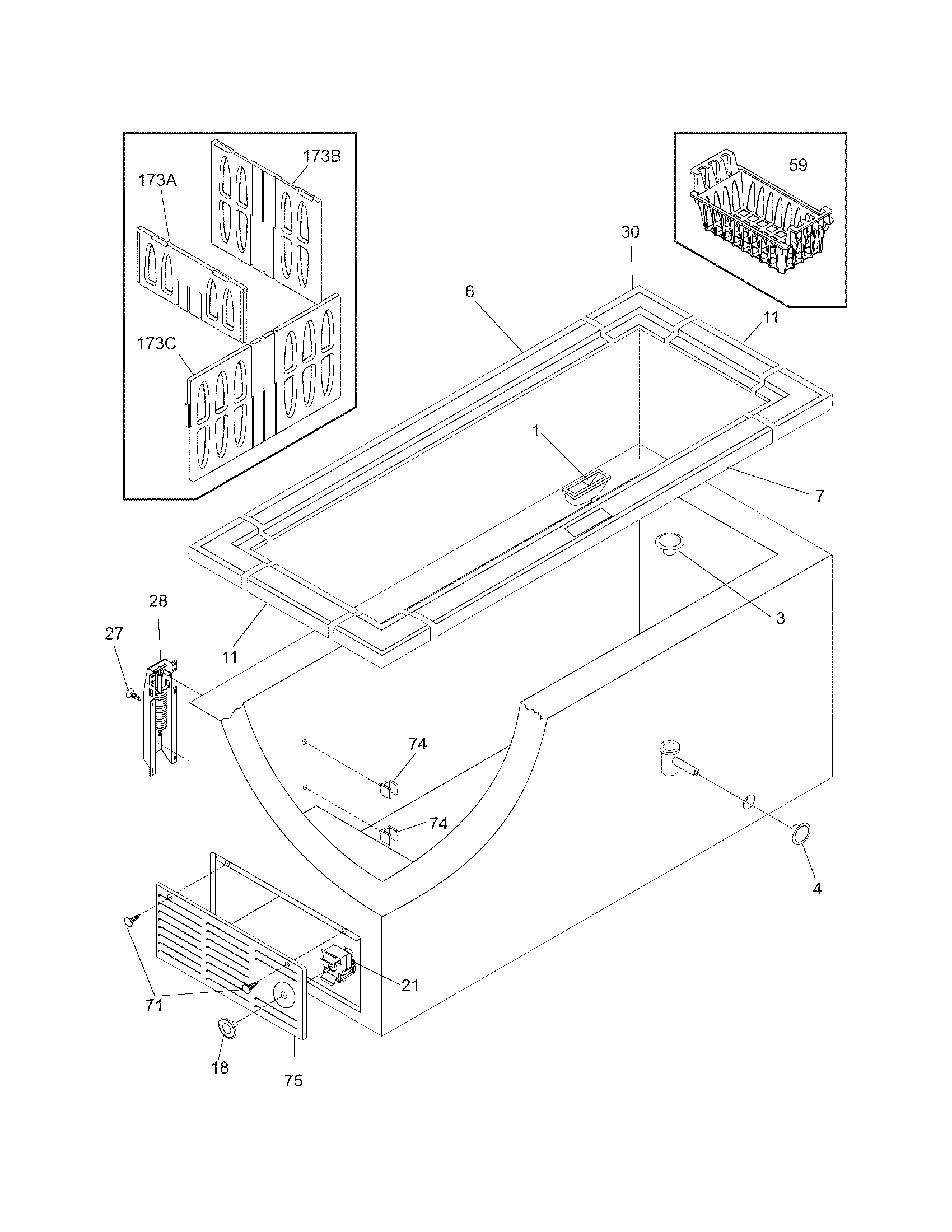 Frigidaire GLFN1326GW0 cabinet diagram