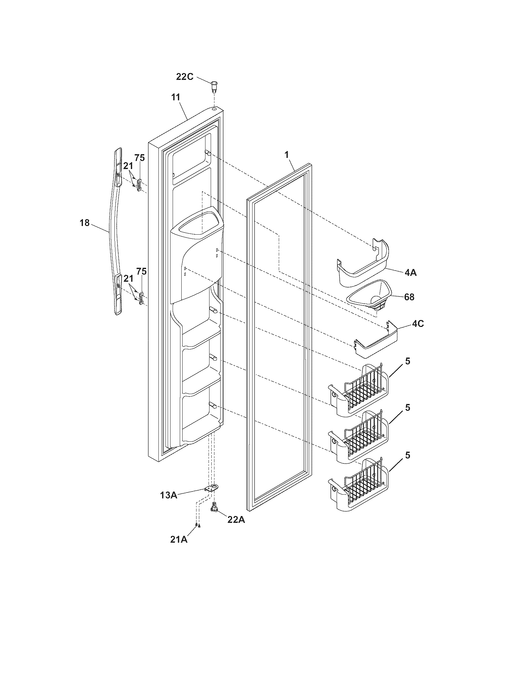 Frigidaire LESR26EFE7 freezer door diagram