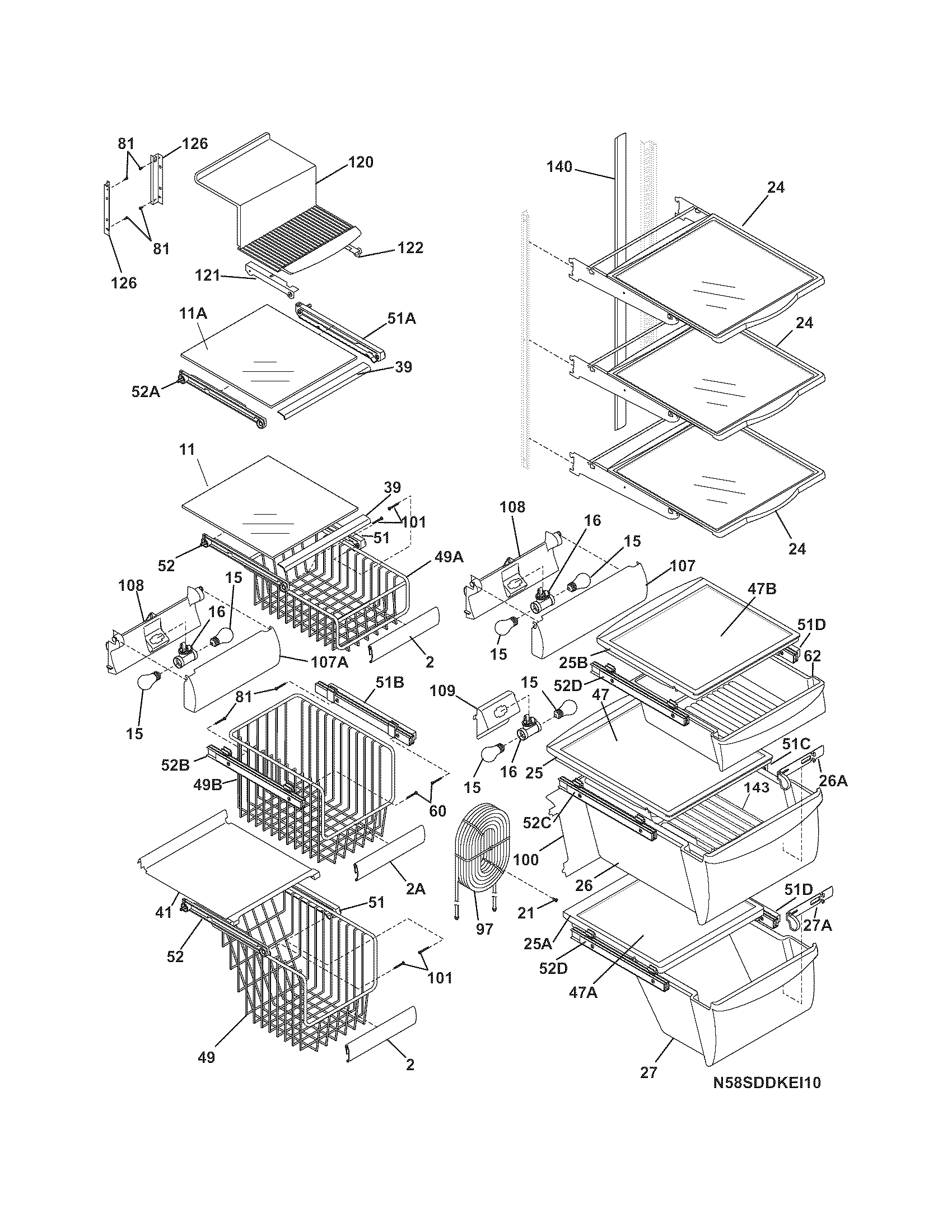 Electrolux E23CS78GSS3 shelves diagram