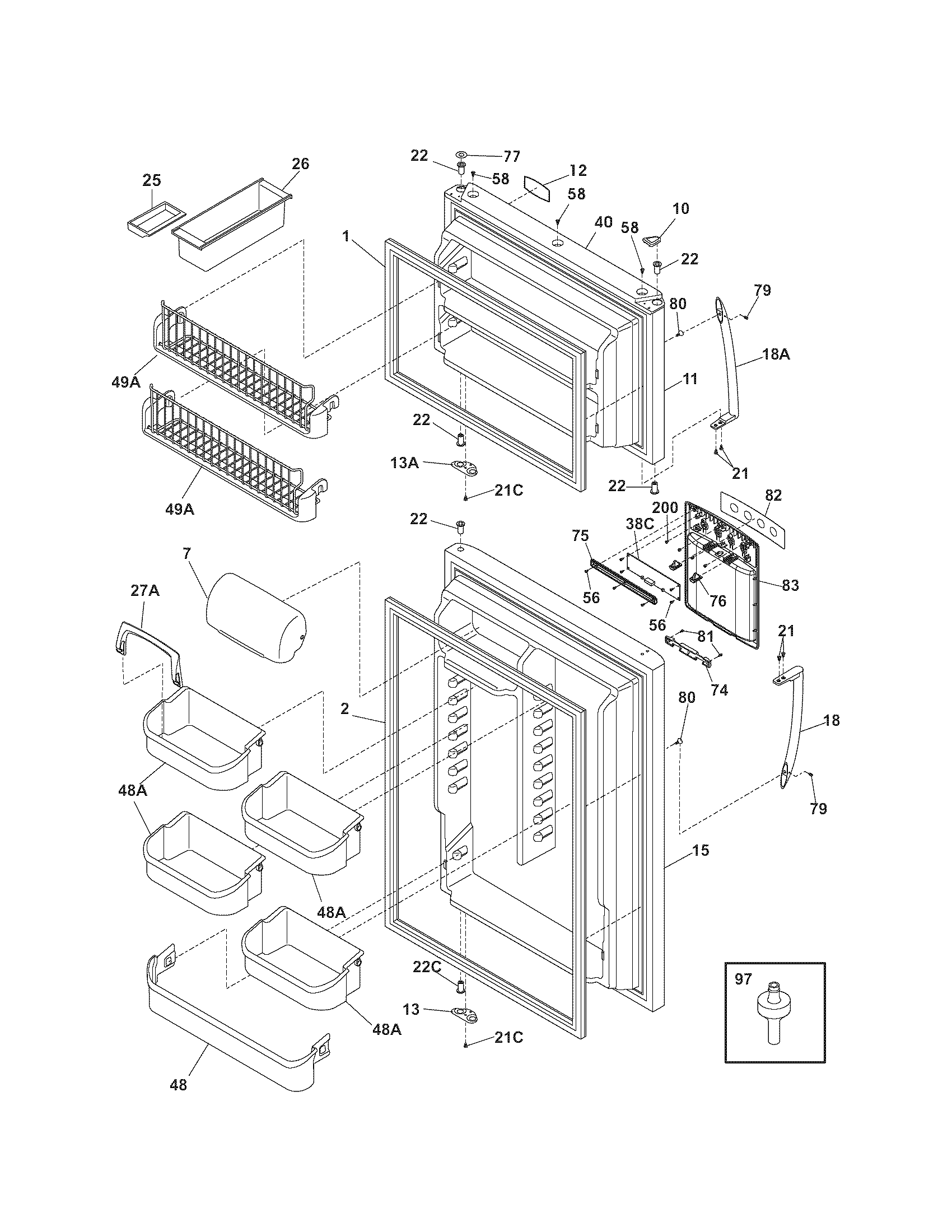 Kenmore Elite 25374920700 door diagram
