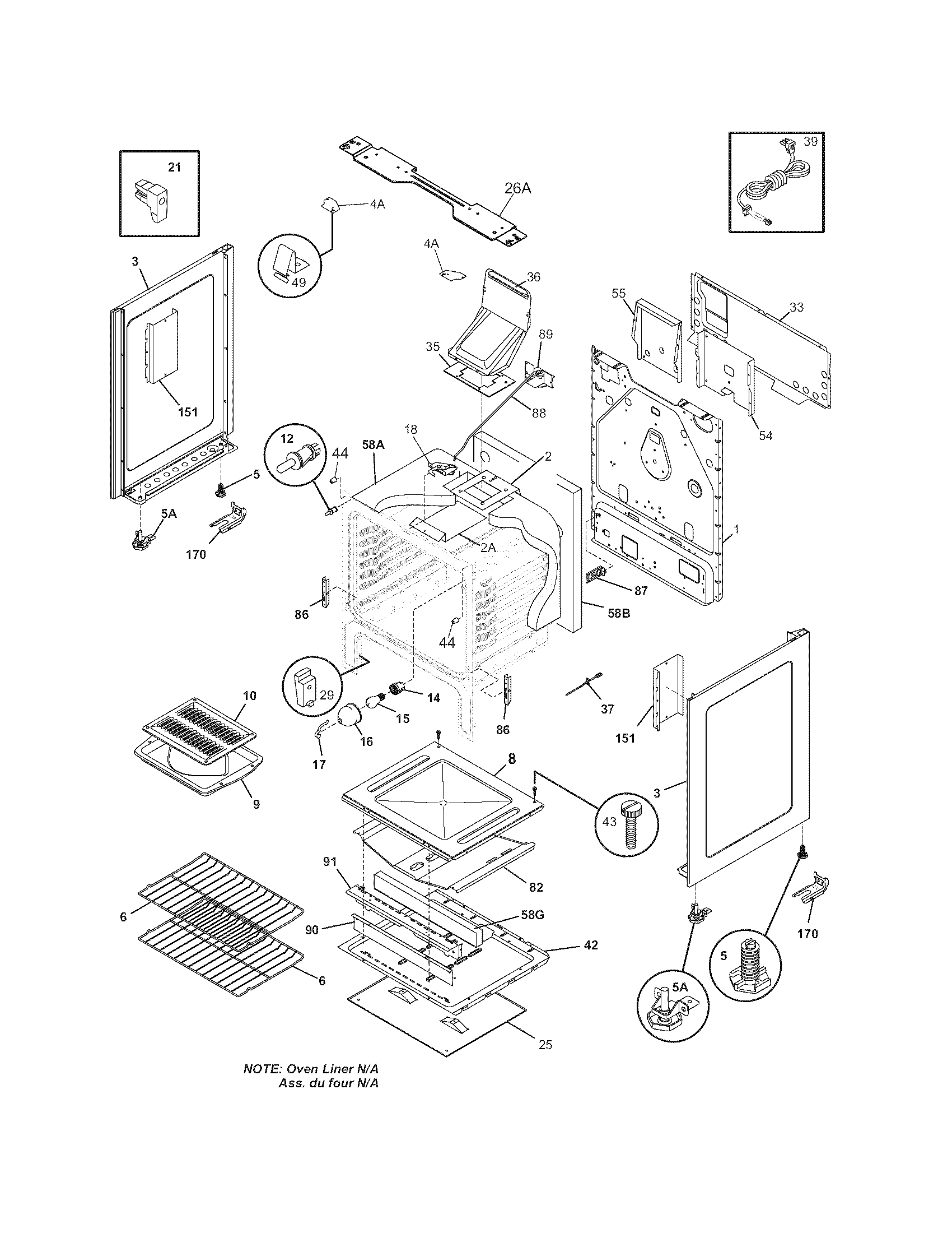 Frigidaire FGF355GWB body diagram