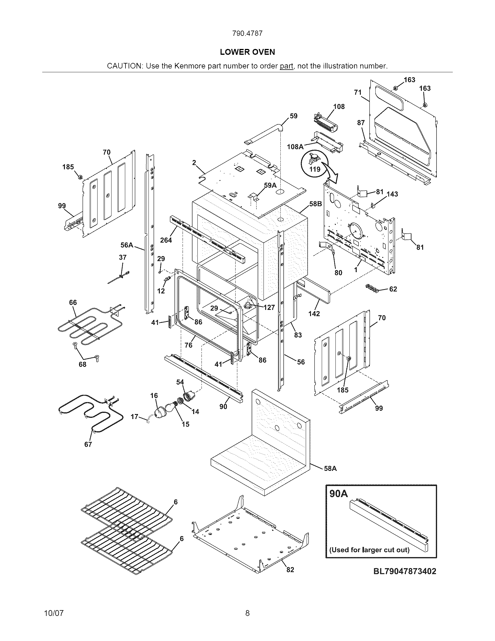 Kenmore 79047879406 lower oven diagram