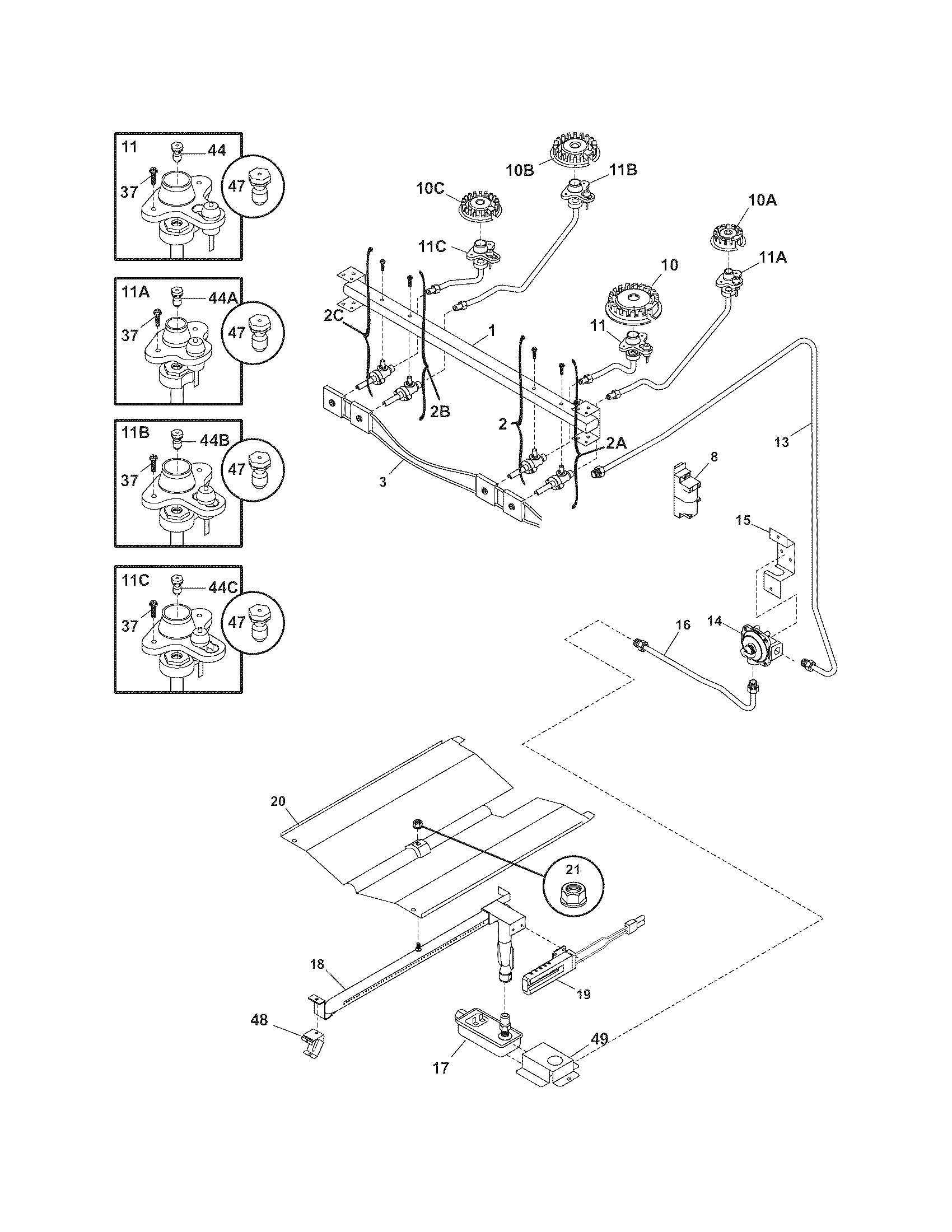 Crosley CRG3160GWWB burner diagram