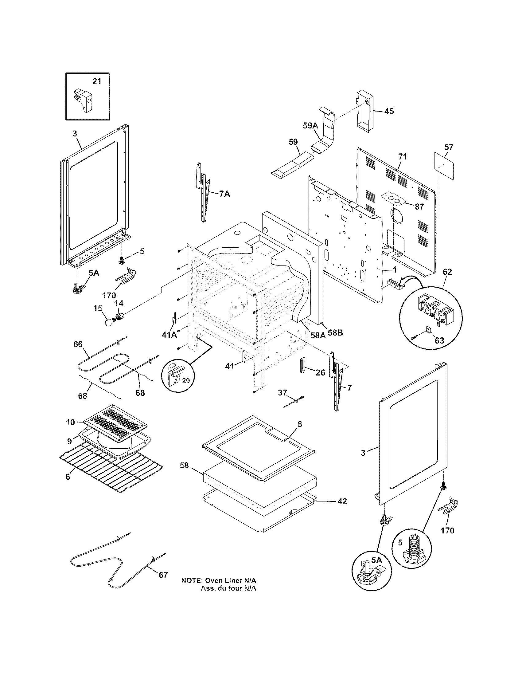 Frigidaire FEF336ESD body diagram