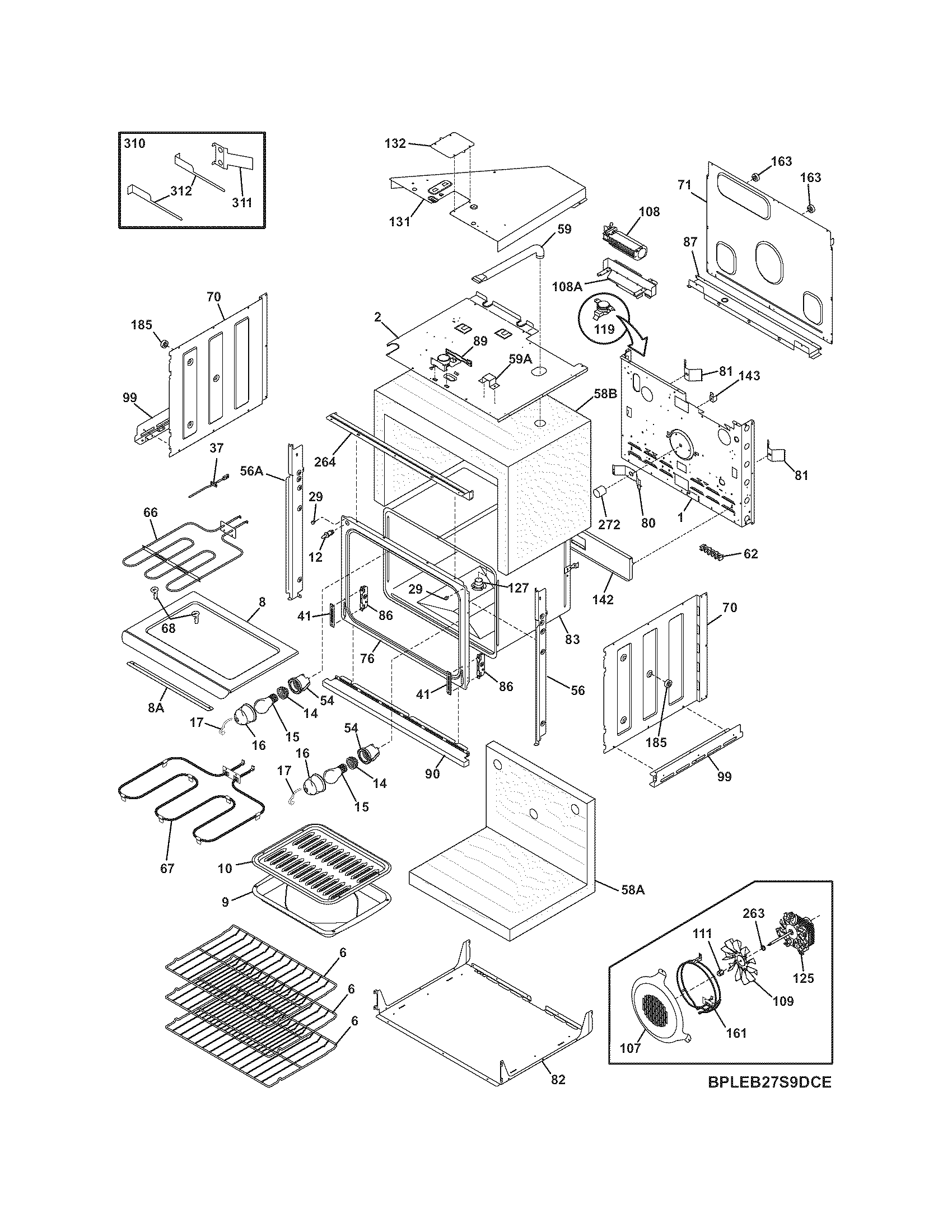 Frigidaire GLEB30S9FSC body diagram