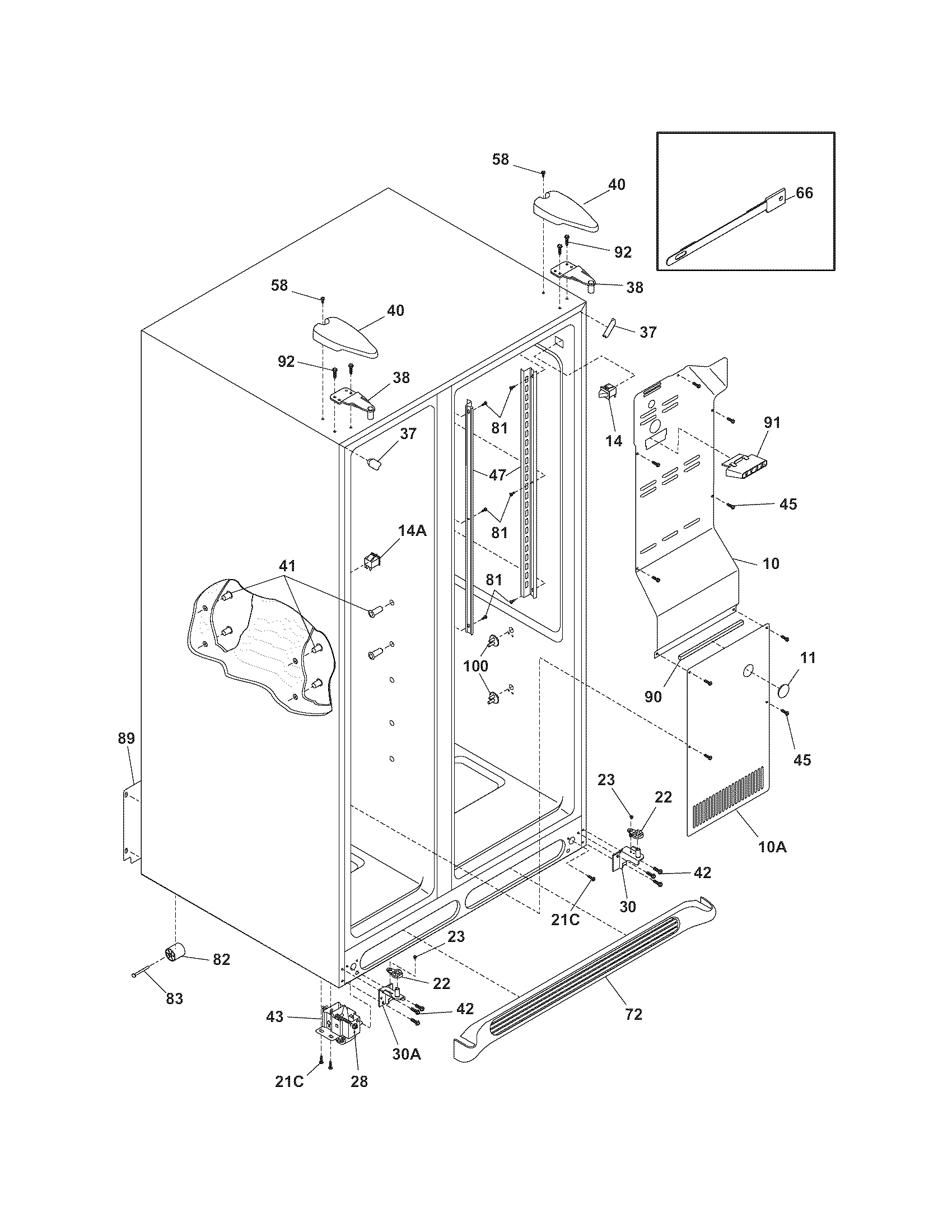 Frigidaire FRSHB5EHPB4 cabinet diagram