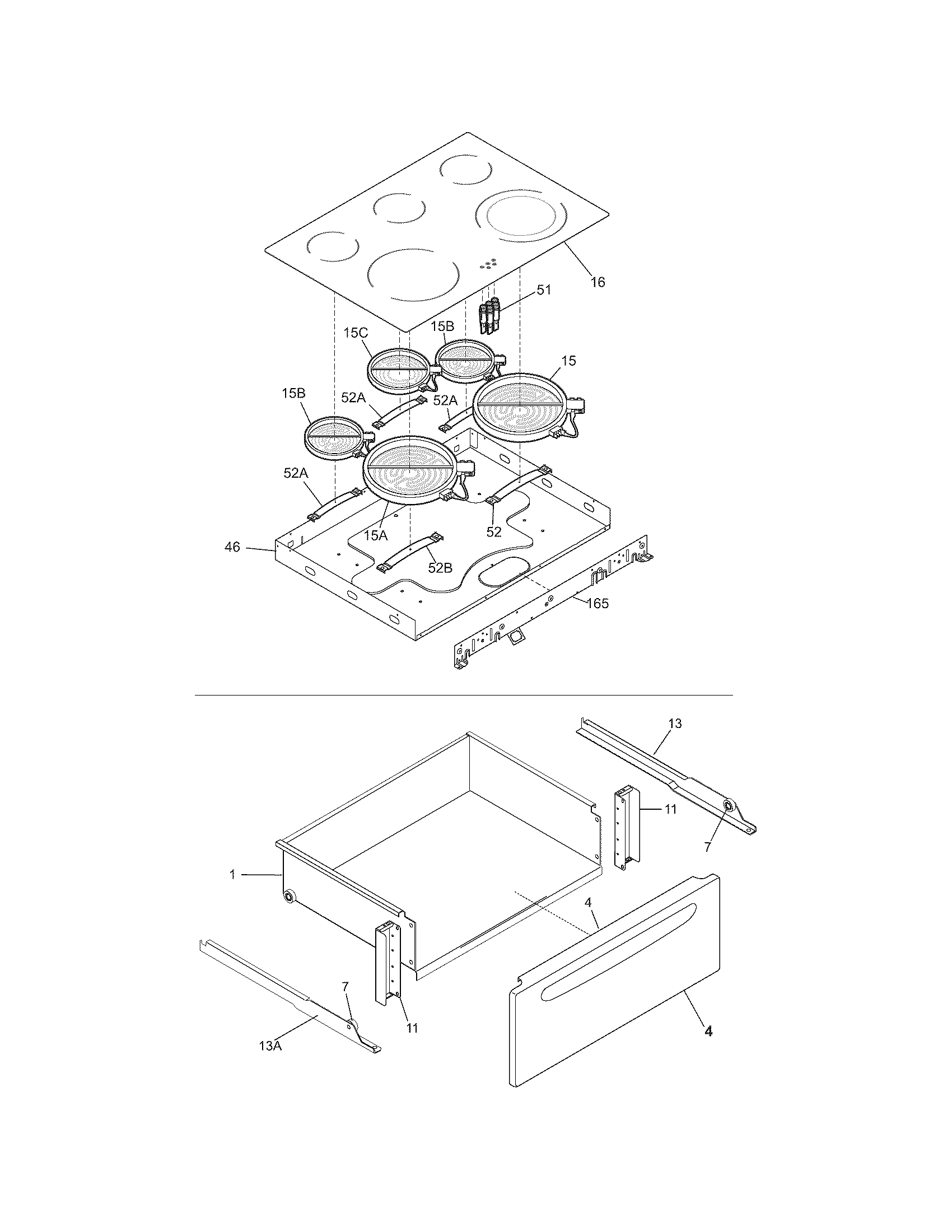 Frigidaire CGLES385FS4 top/drawer diagram