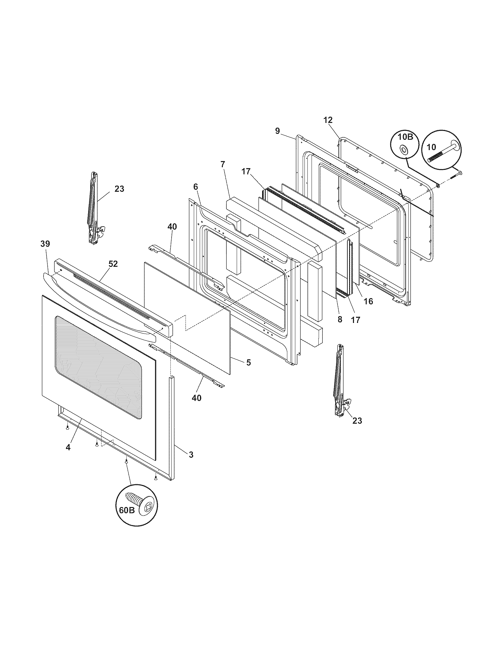 Frigidaire FGF368GCB door diagram