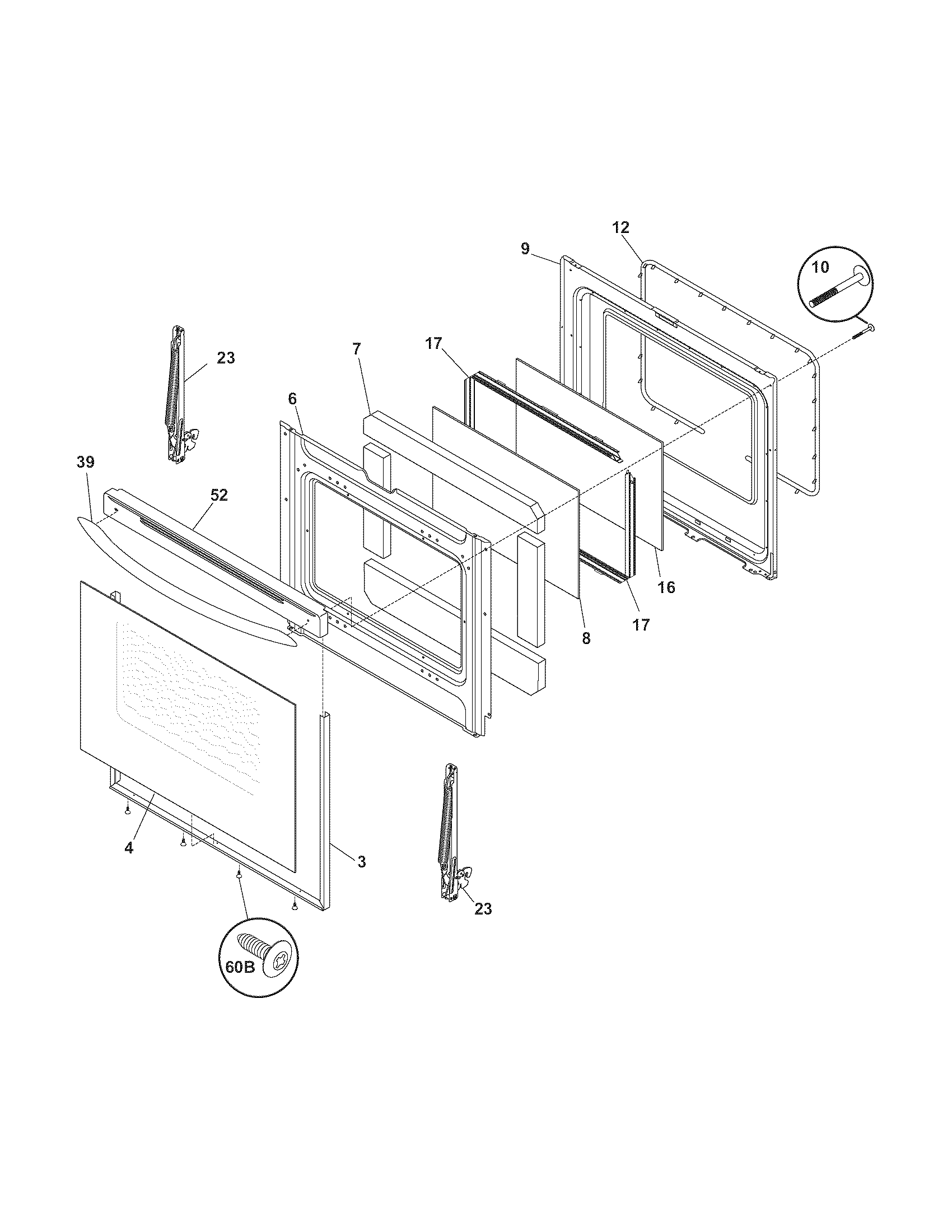 Frigidaire GLEFM97GPWA door diagram
