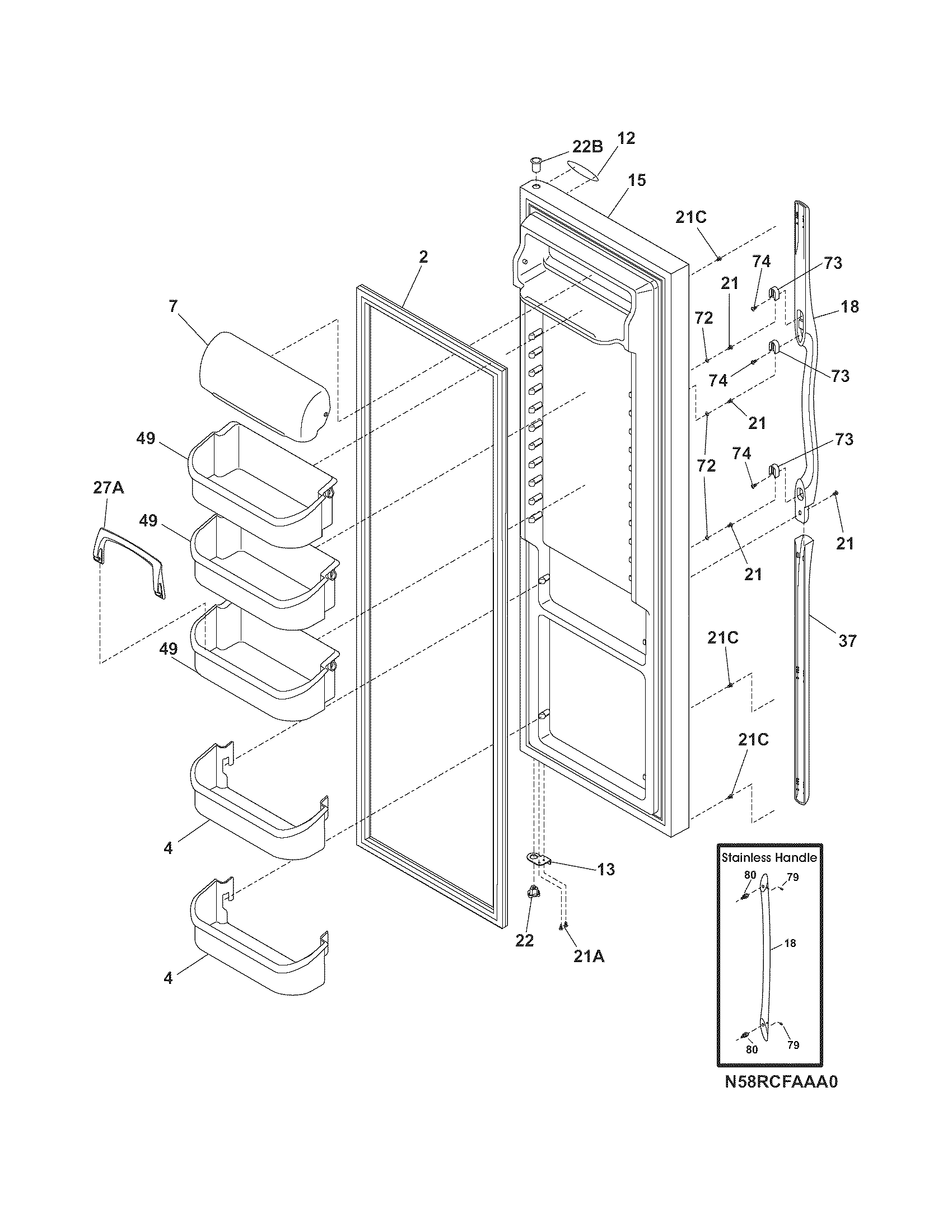 Frigidaire GLHS38EGPW6 refrigerator door diagram