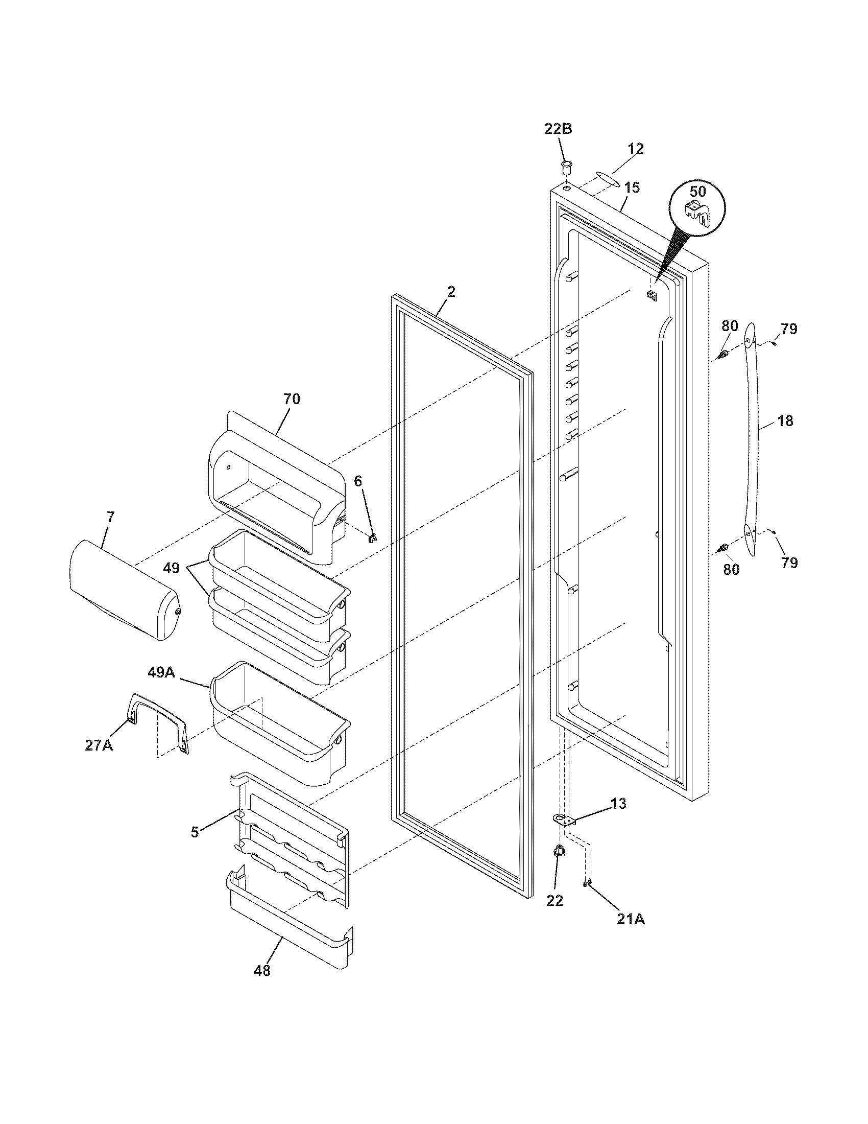 Frigidaire GHSC39EGPW1 refrigerator door diagram