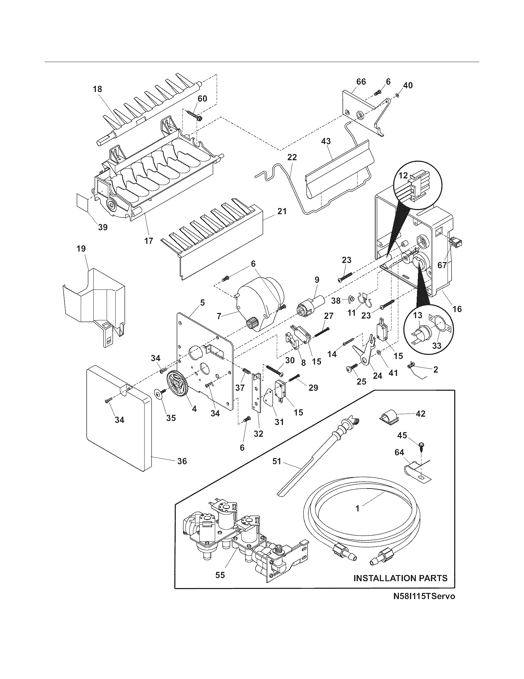 Frigidaire GHSC39EGPW1 ice maker diagram