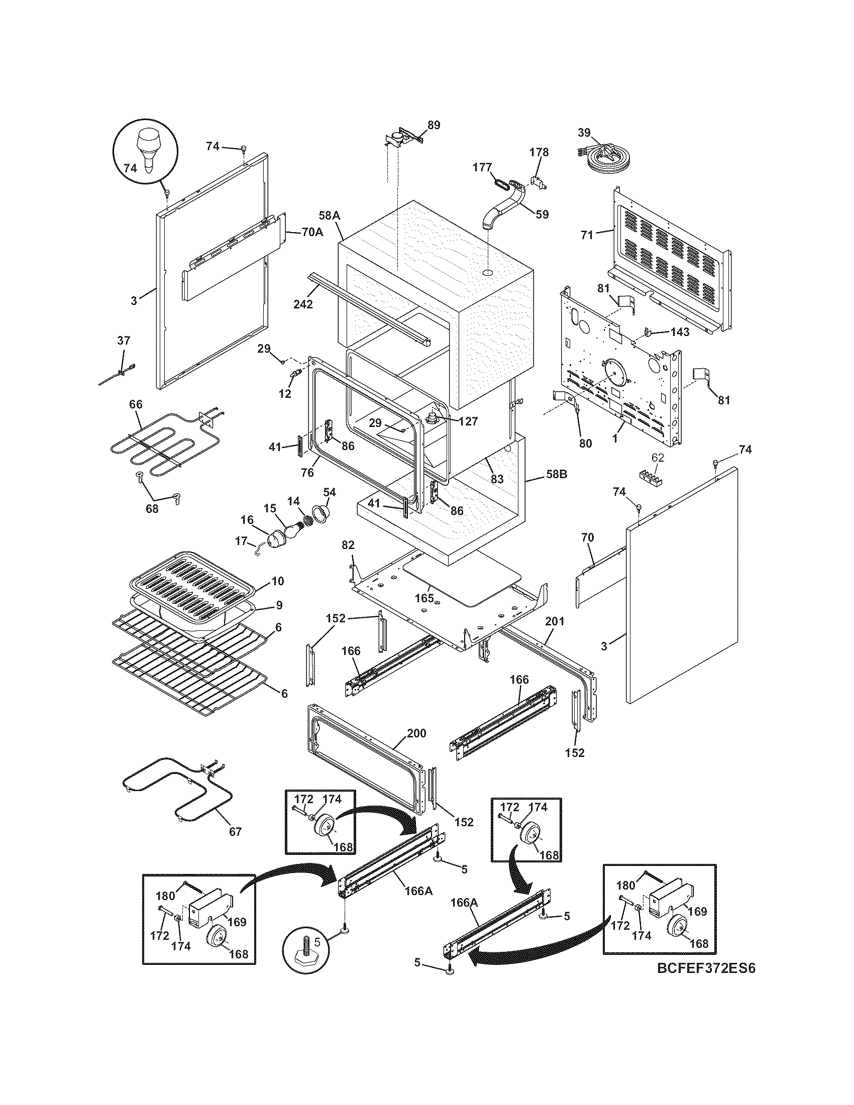 Frigidaire CFEF372EQ5 body diagram