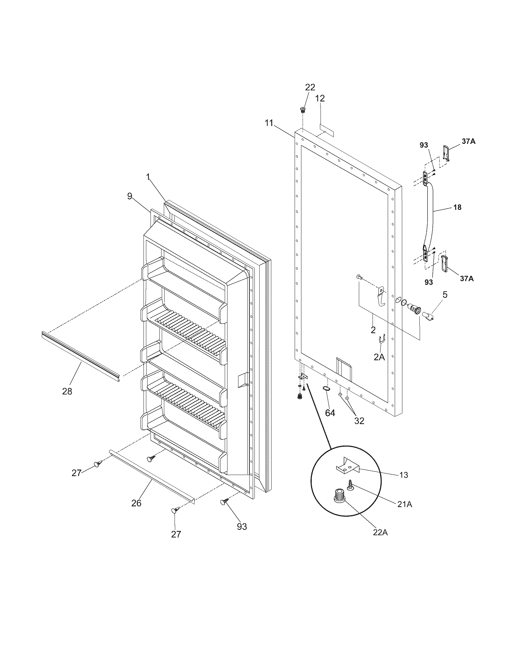 Frigidaire LFFU1424DW6 door diagram