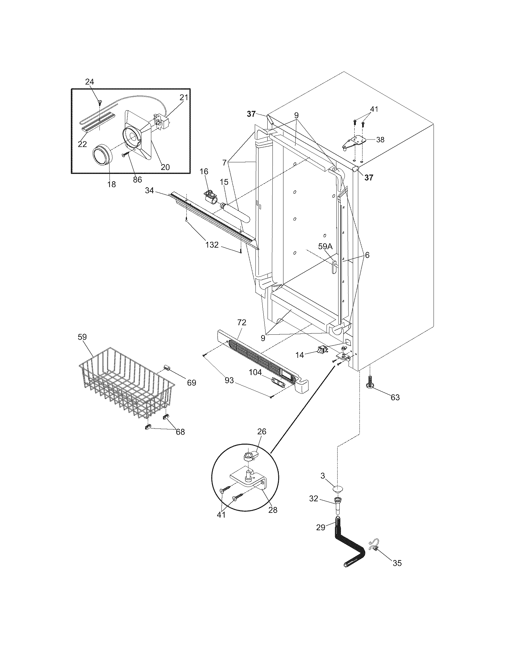 Frigidaire LFFU1424DW6 cabinet diagram