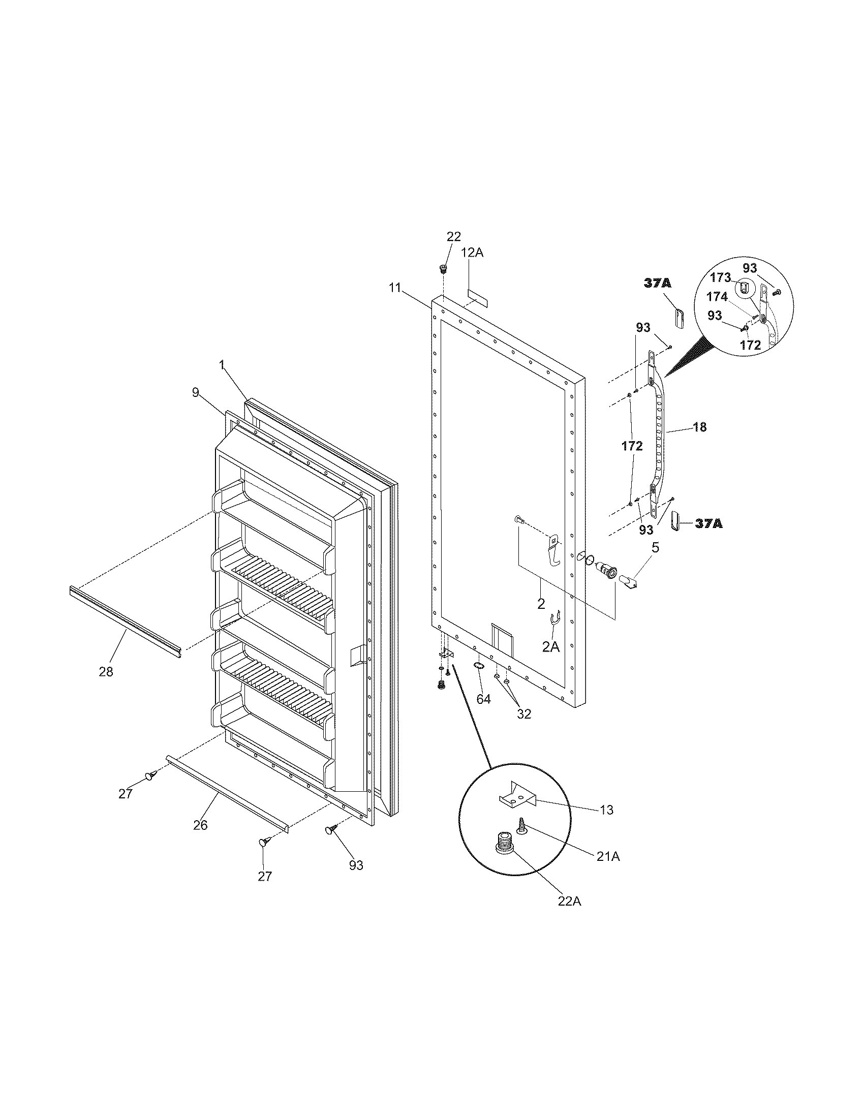 Kenmore 25327422701 door diagram