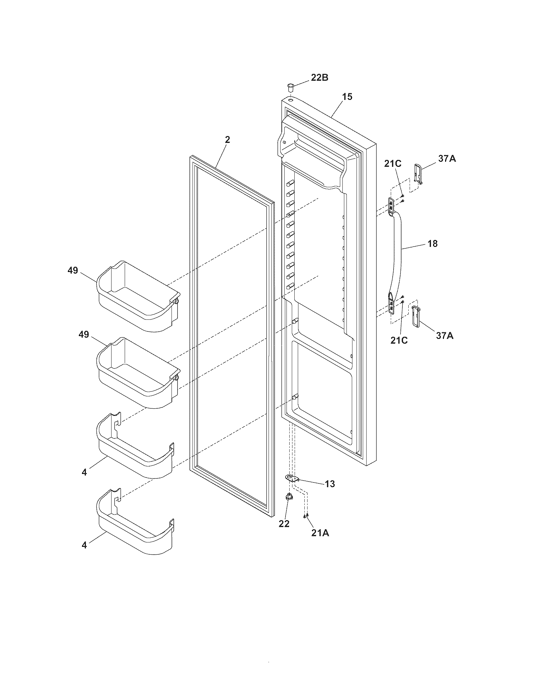 Frigidaire FRS3R2FW0 refrigerator door diagram