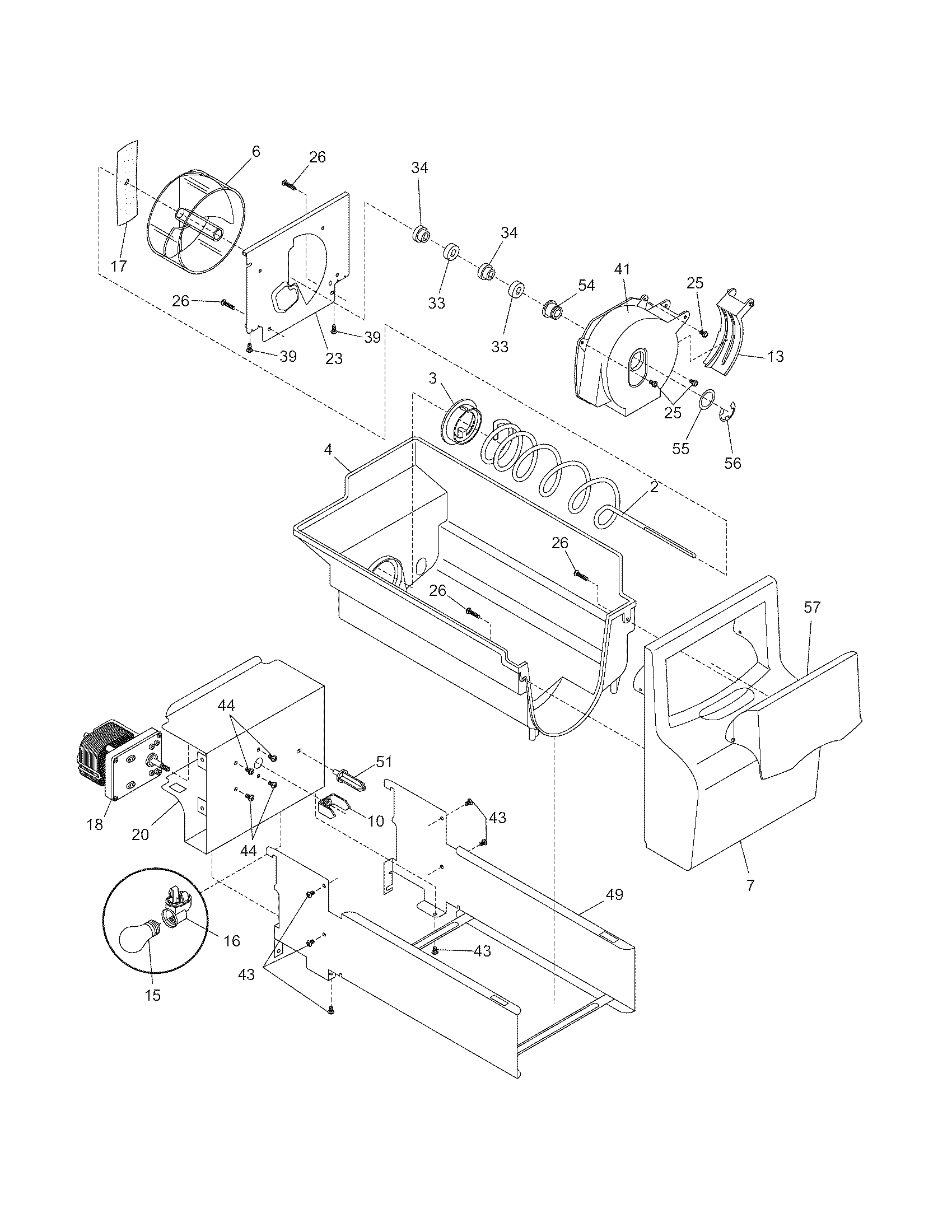 Frigidaire FRS3R2FW0 ice container diagram