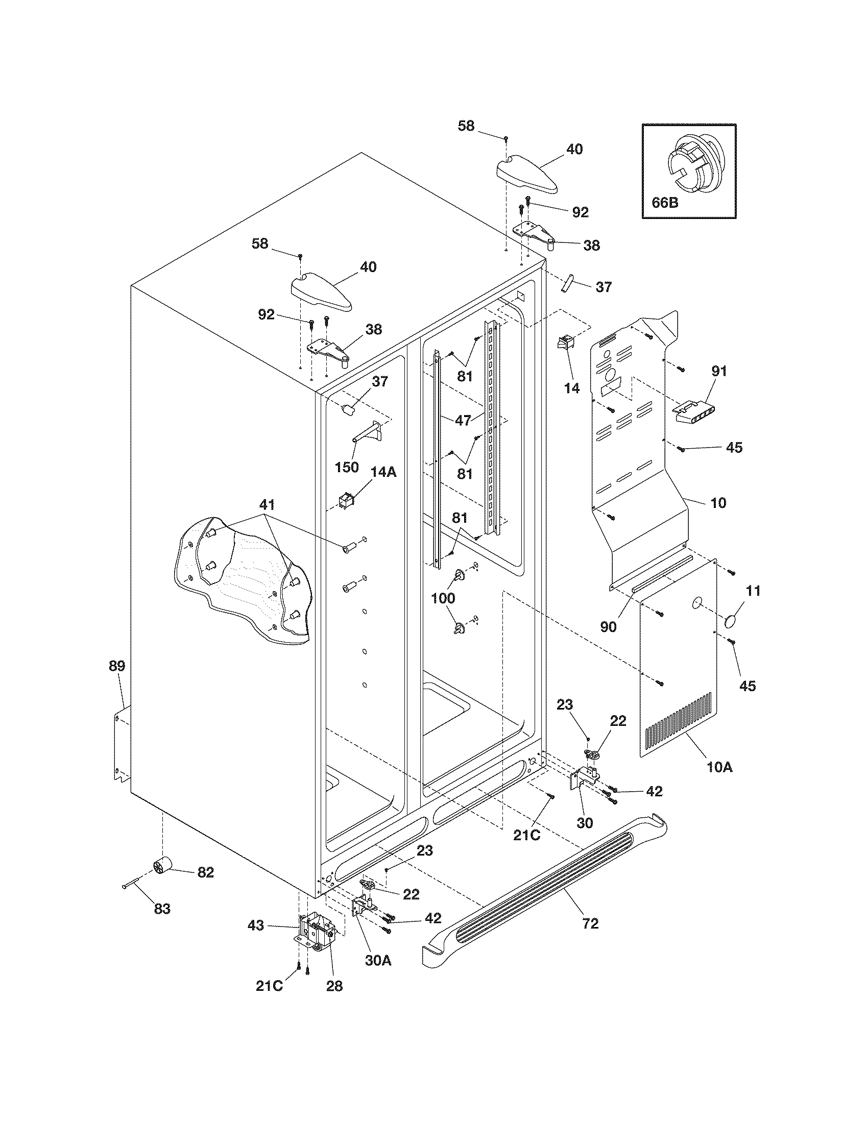 Frigidaire FRS6LE4FBB cabinet diagram