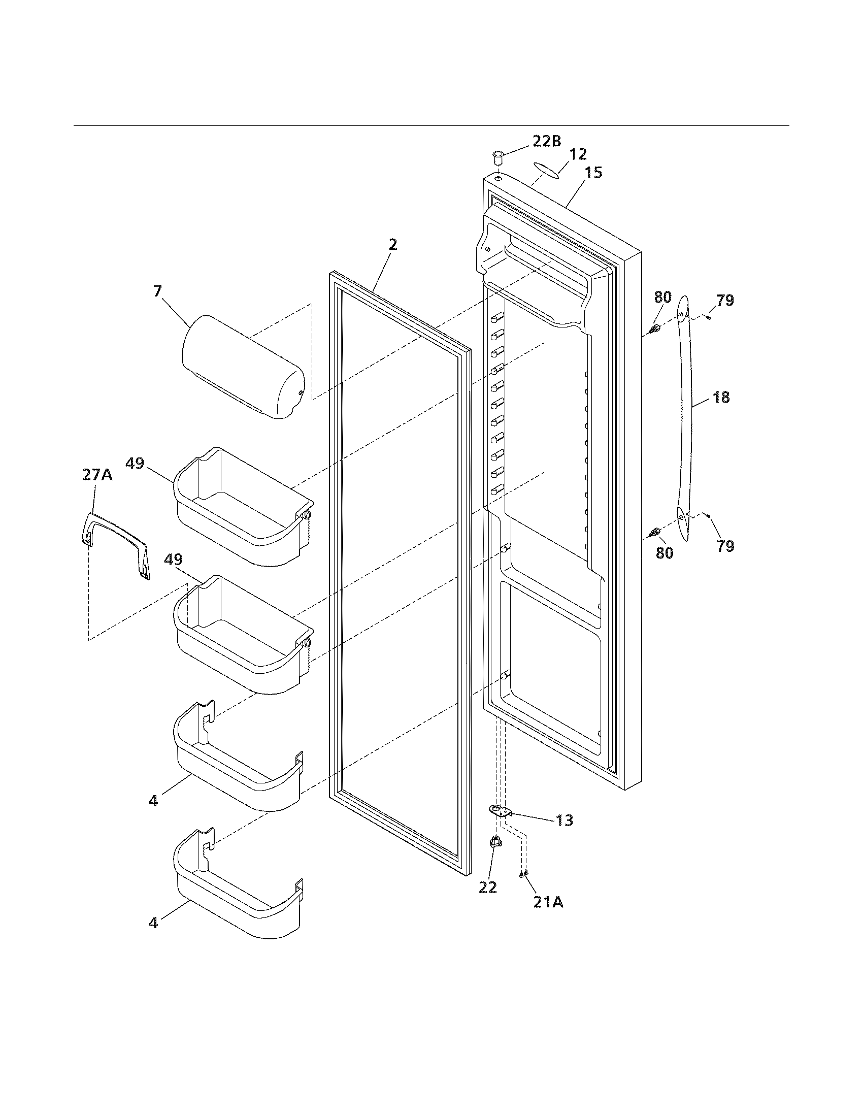 Kenmore Elite 25357103608 refrigerator door diagram