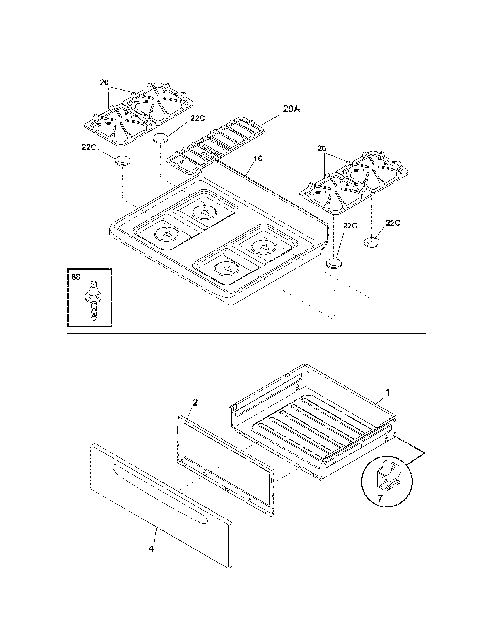 Kenmore 79071562700 top/drawer diagram