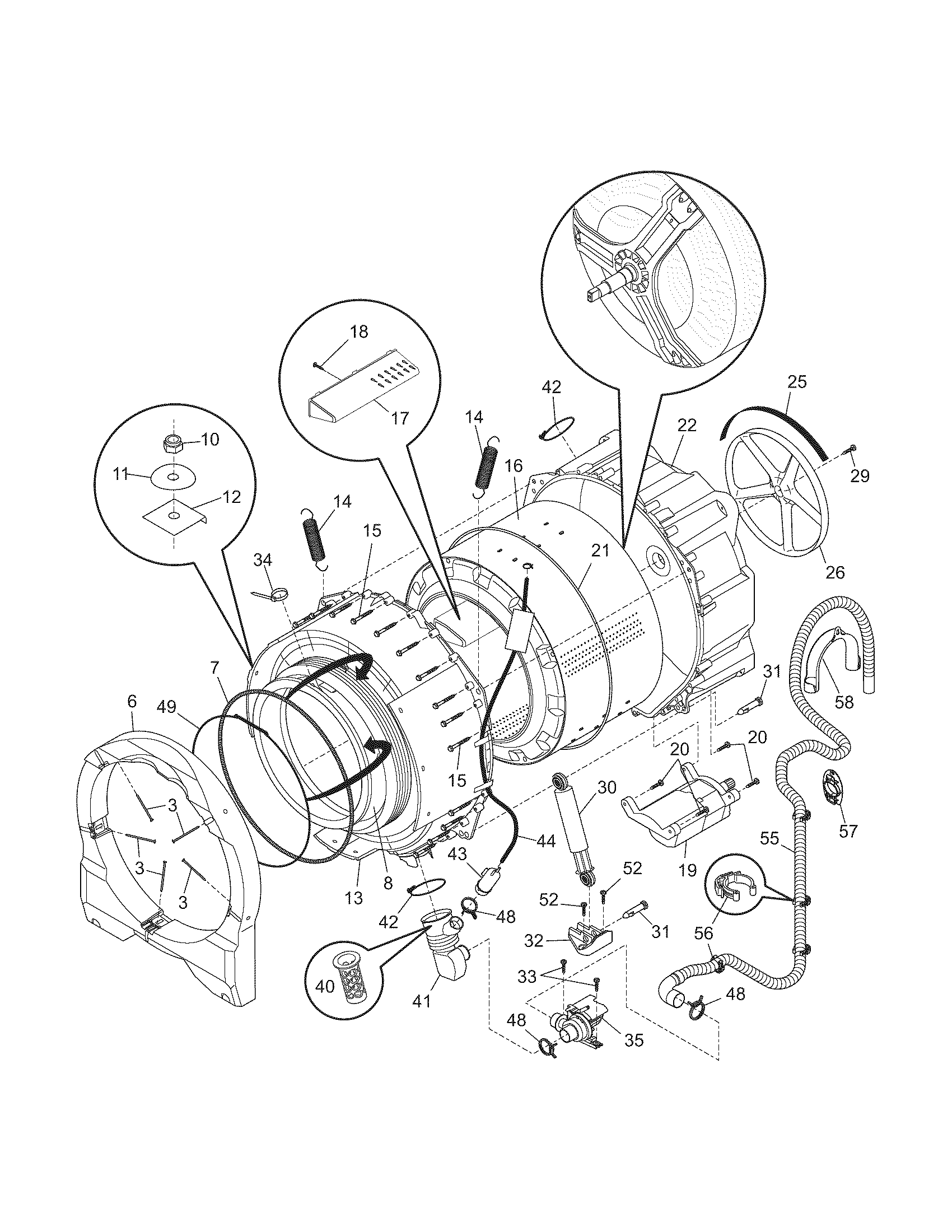 Frigidaire ATF6500GS0 motor/tub diagram