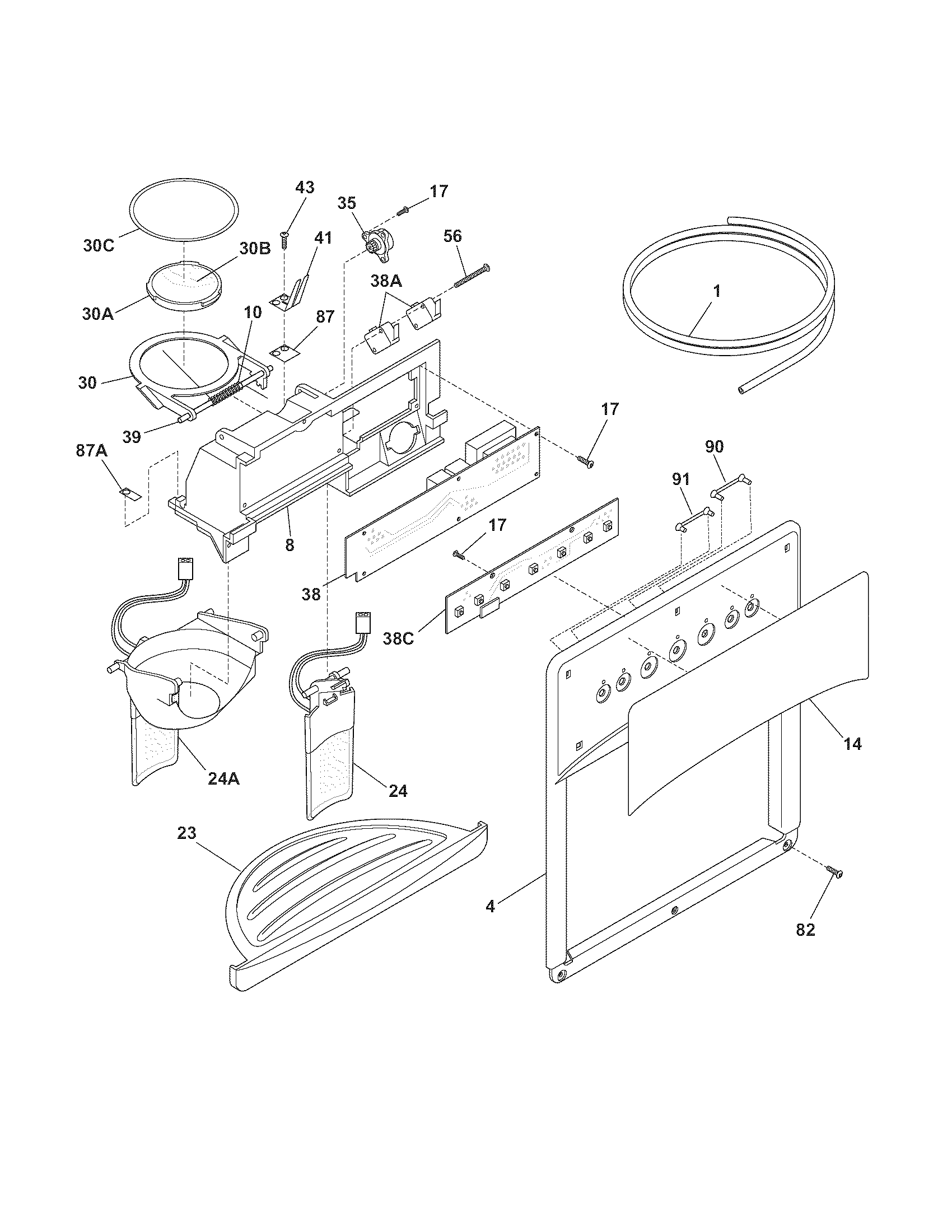 Kenmore Elite 25357102609 ice & water dispenser diagram