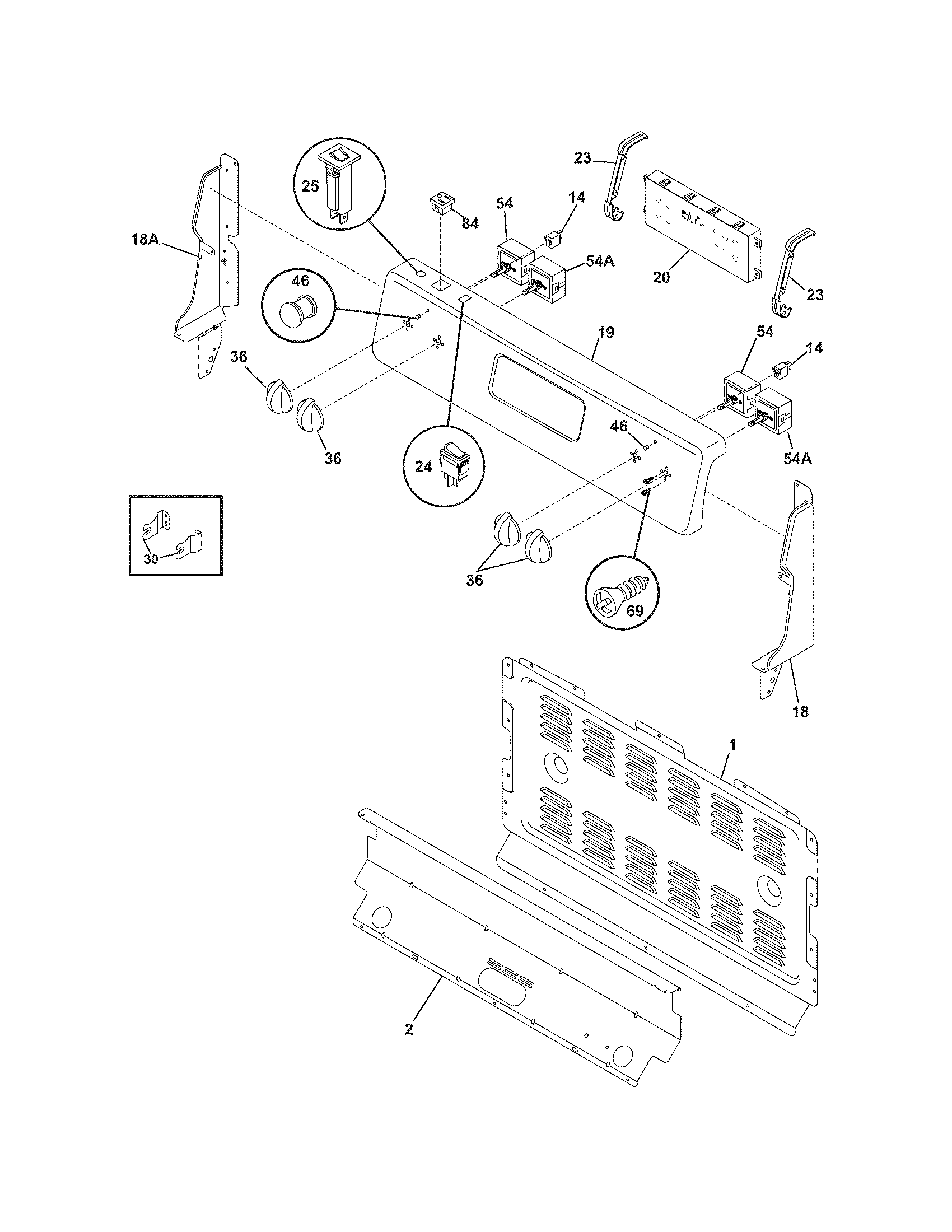 Frigidaire CFEF370GS2 backguard diagram