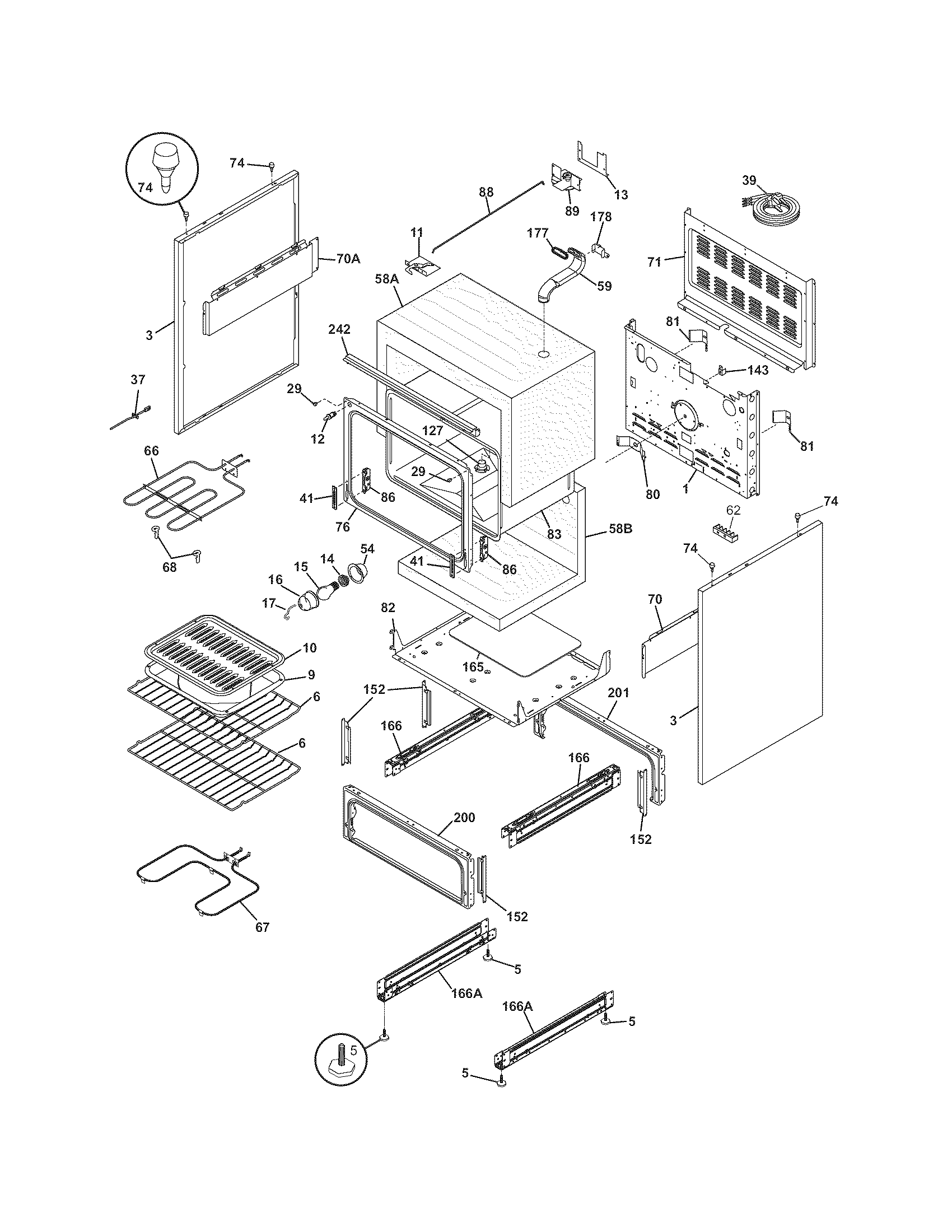 Frigidaire CFEF370GS2 body diagram