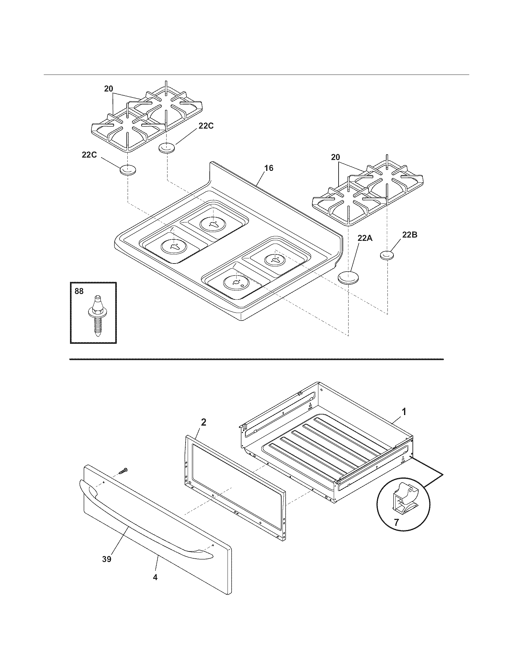 Kenmore 79071353701 top/drawer diagram