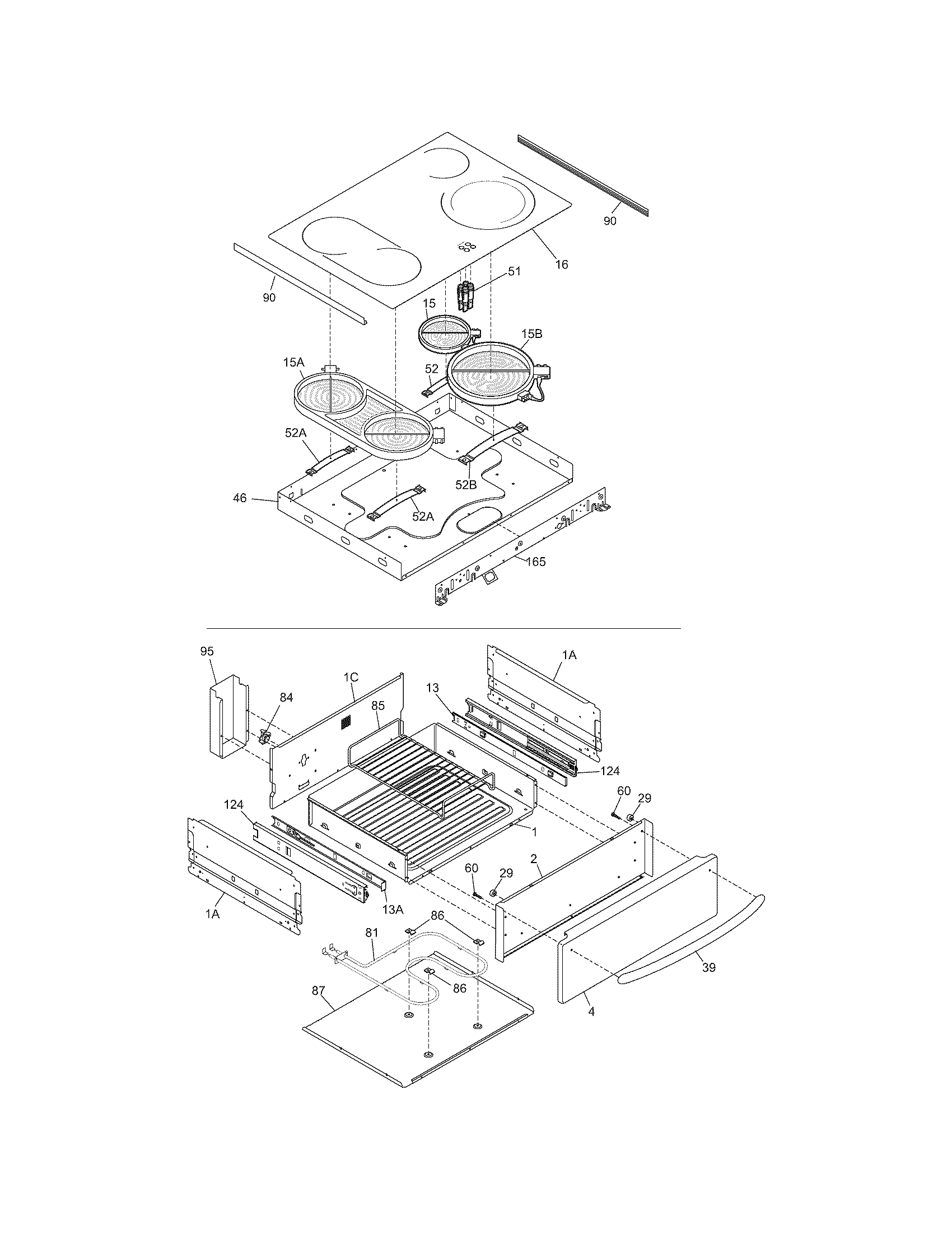 Frigidaire CPLES399EC8 top/drawer diagram