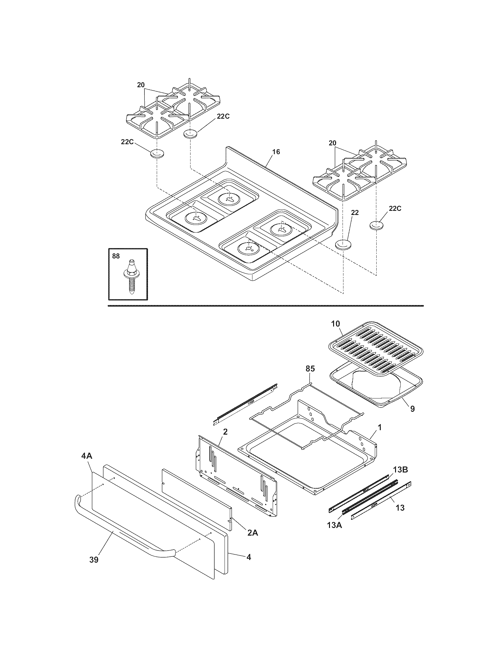 Kenmore 79071218701 top/drawer diagram
