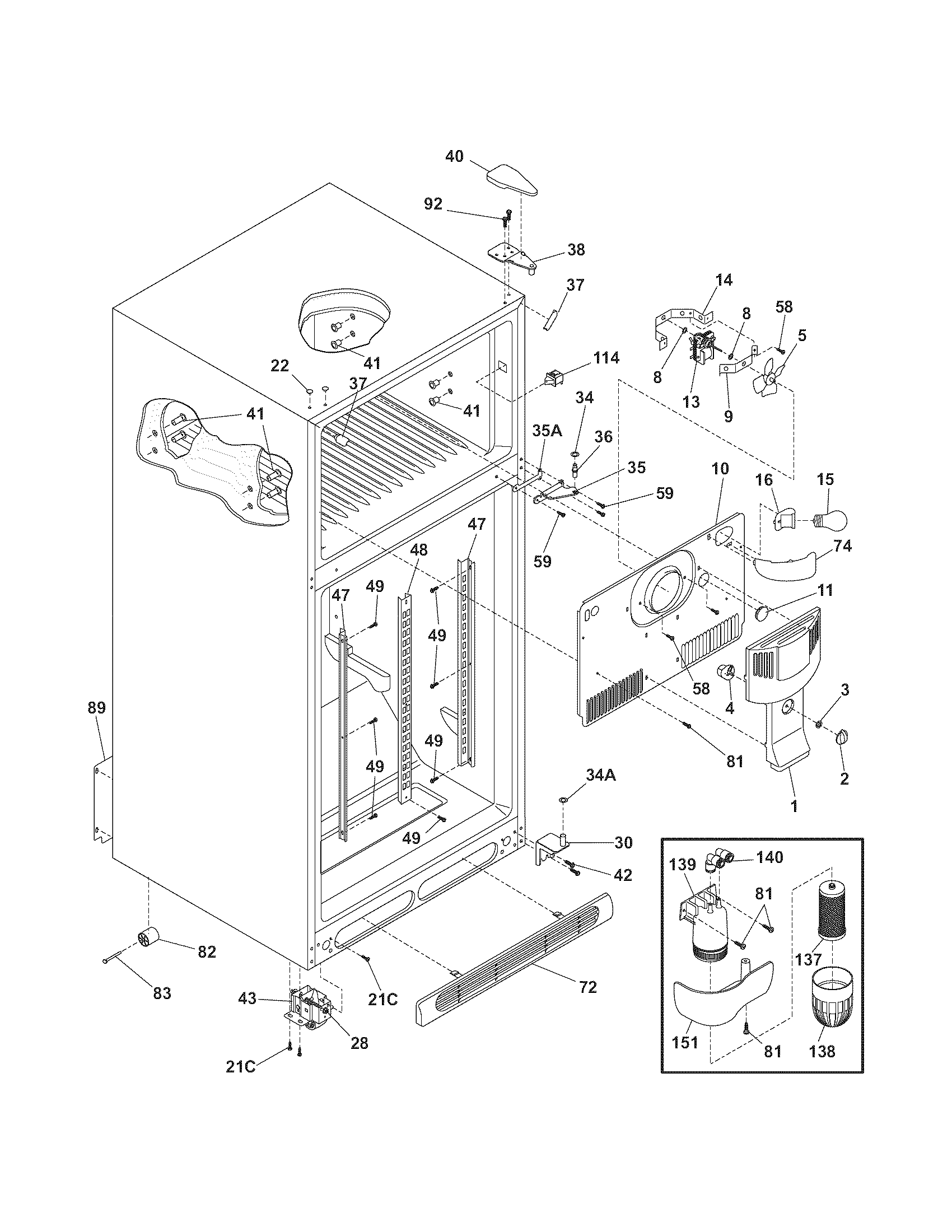 Kenmore Elite 25374221701 cabinet diagram